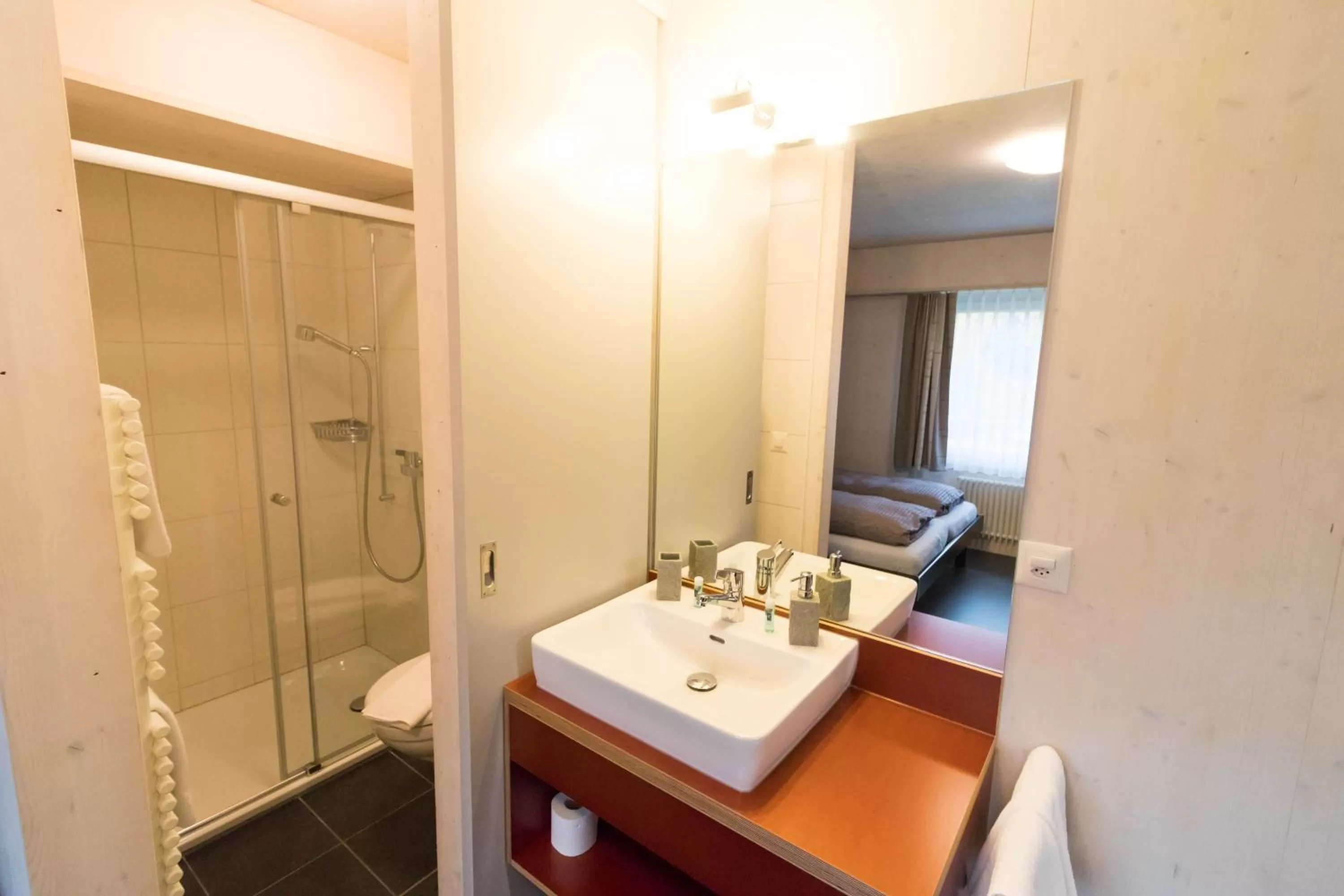 Bathroom, Bed in Gasthaus Ochsen