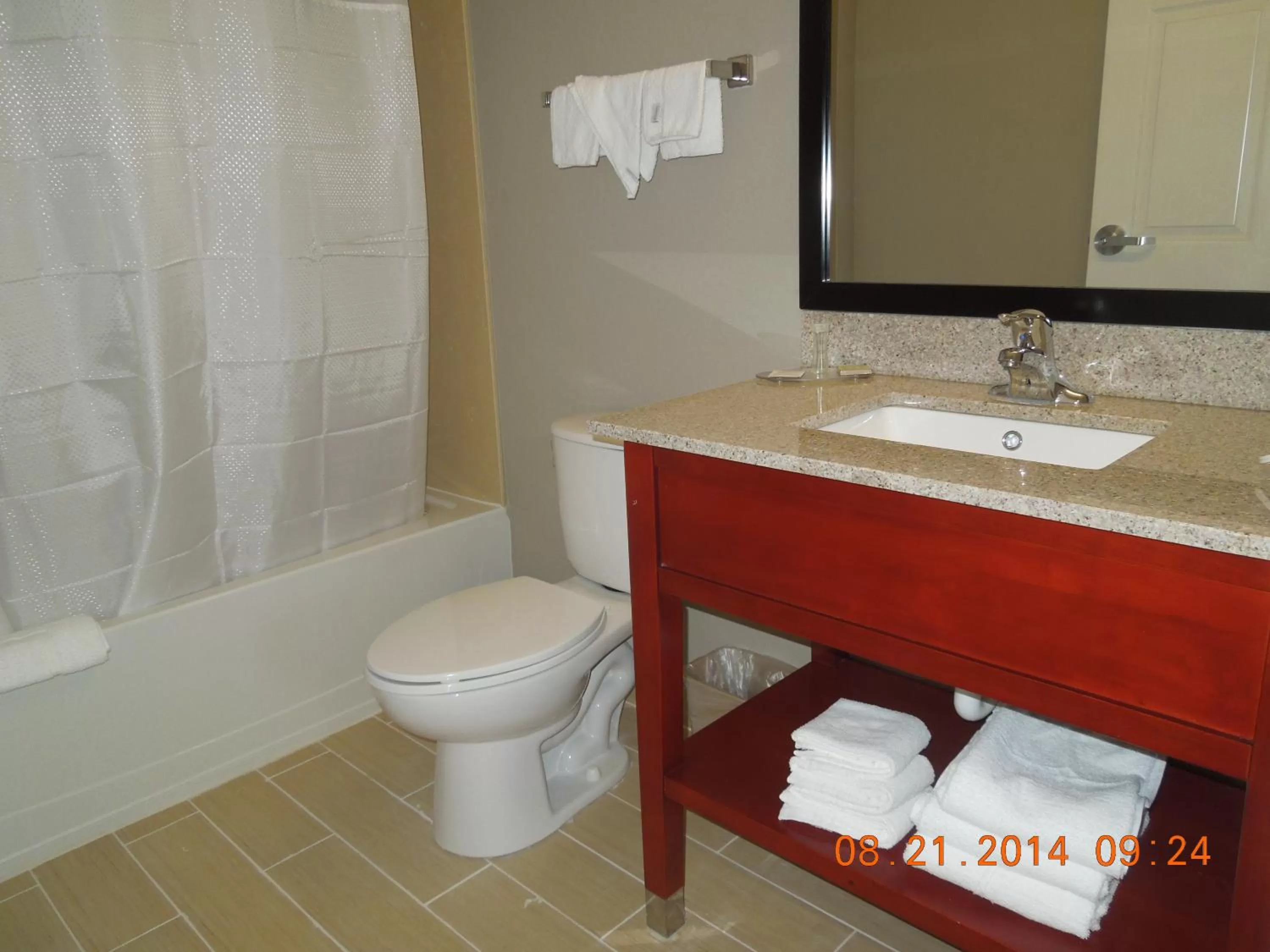 Bathroom in Super 8 by Wyndham Hershey Chocolate Avenue