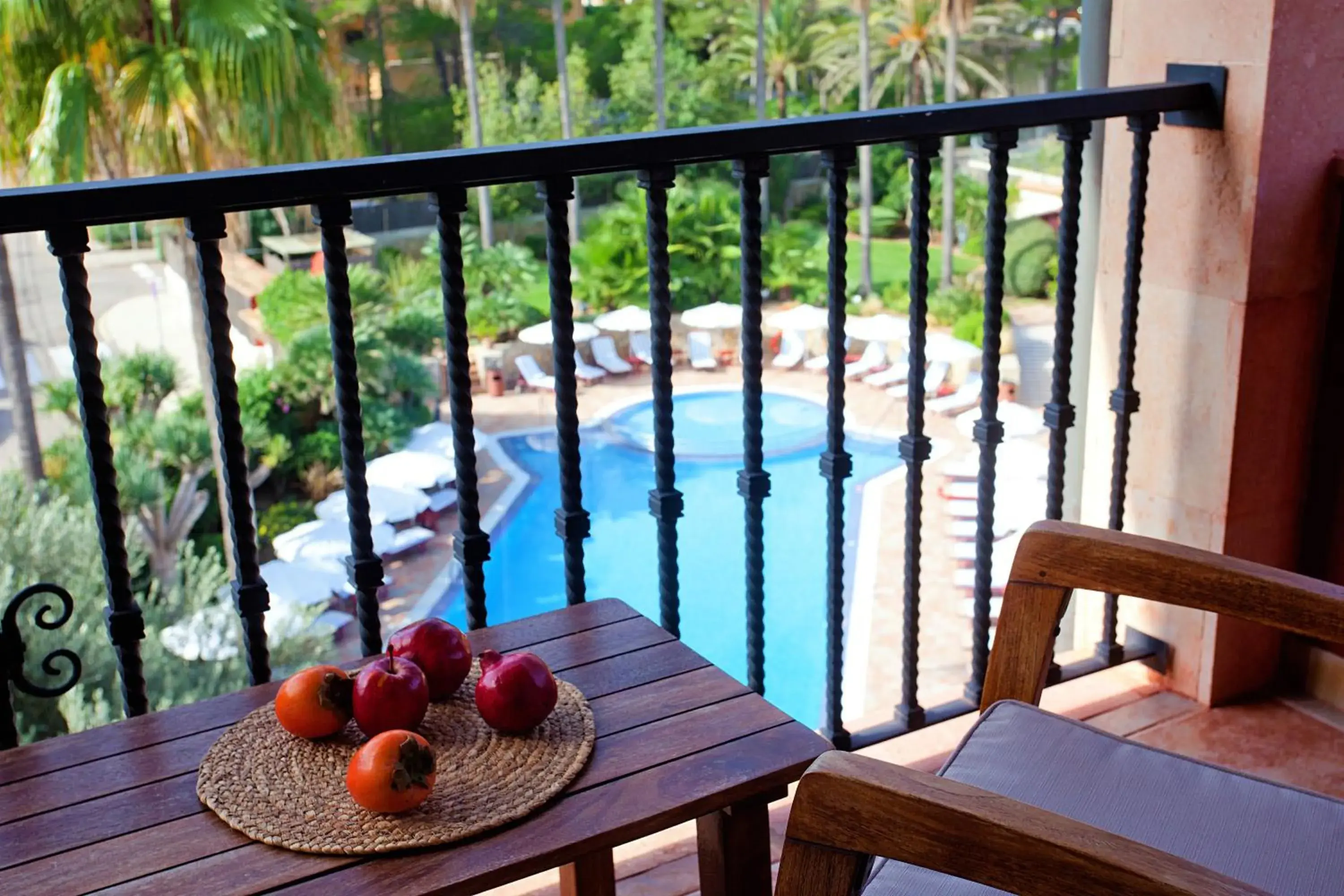 Balcony/Terrace, Pool View in Hotel Cala Sant Vicenc - Adults Only