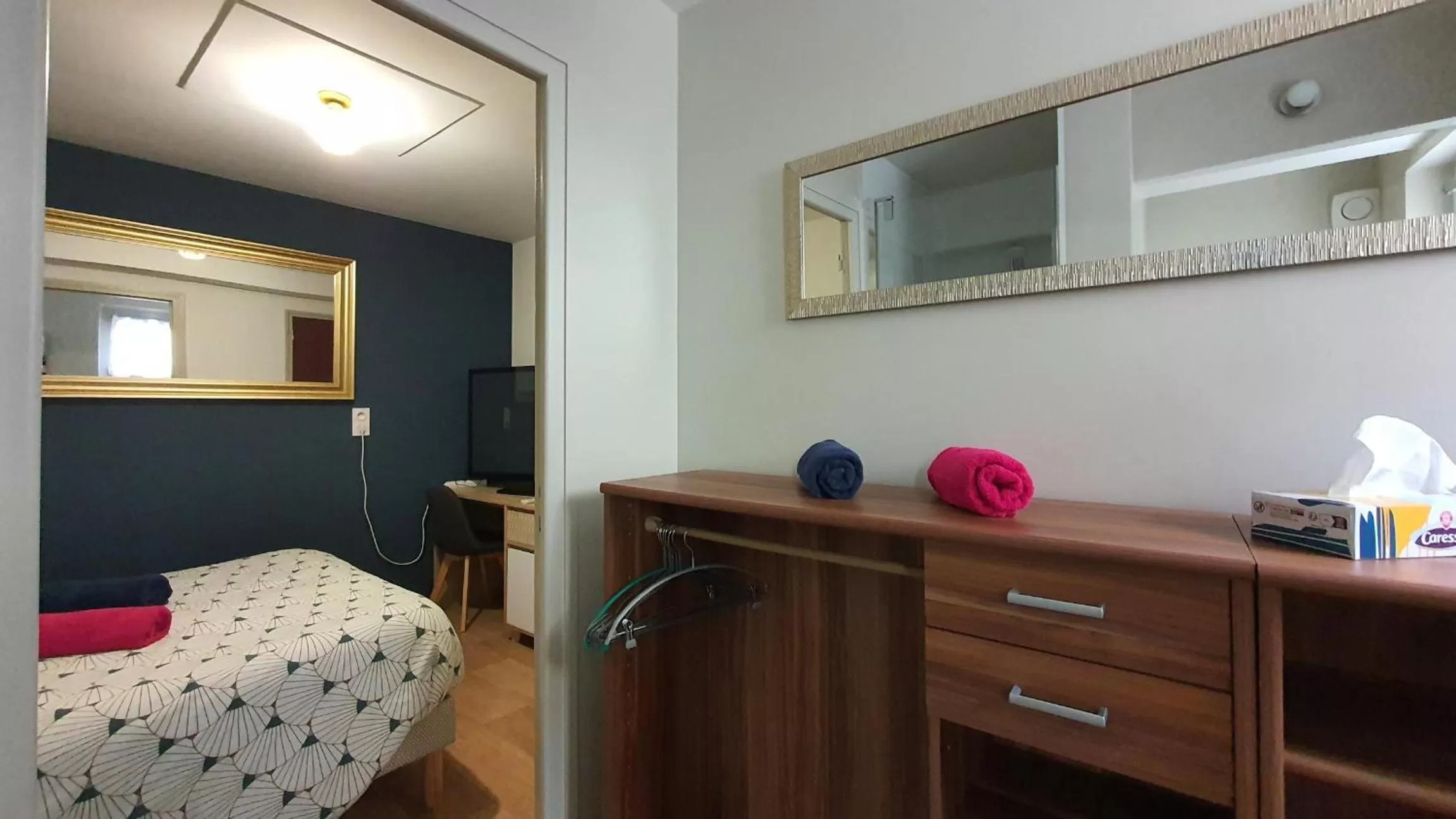 Bathroom, TV/Entertainment Center in Chambre Balnéo à Chaumont (Maison Bonhage)