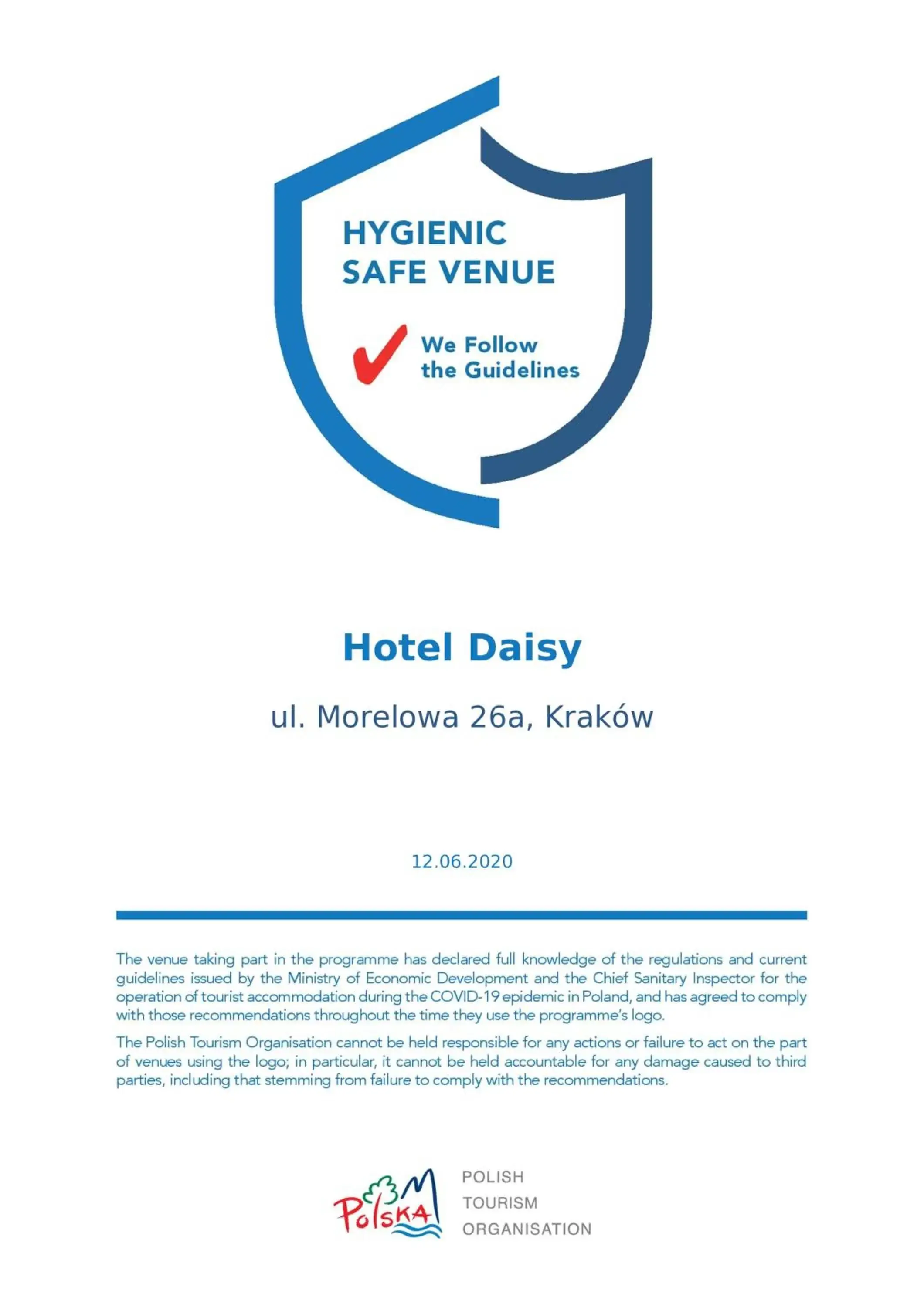 Certificate/Award in Hotel Daisy Budget