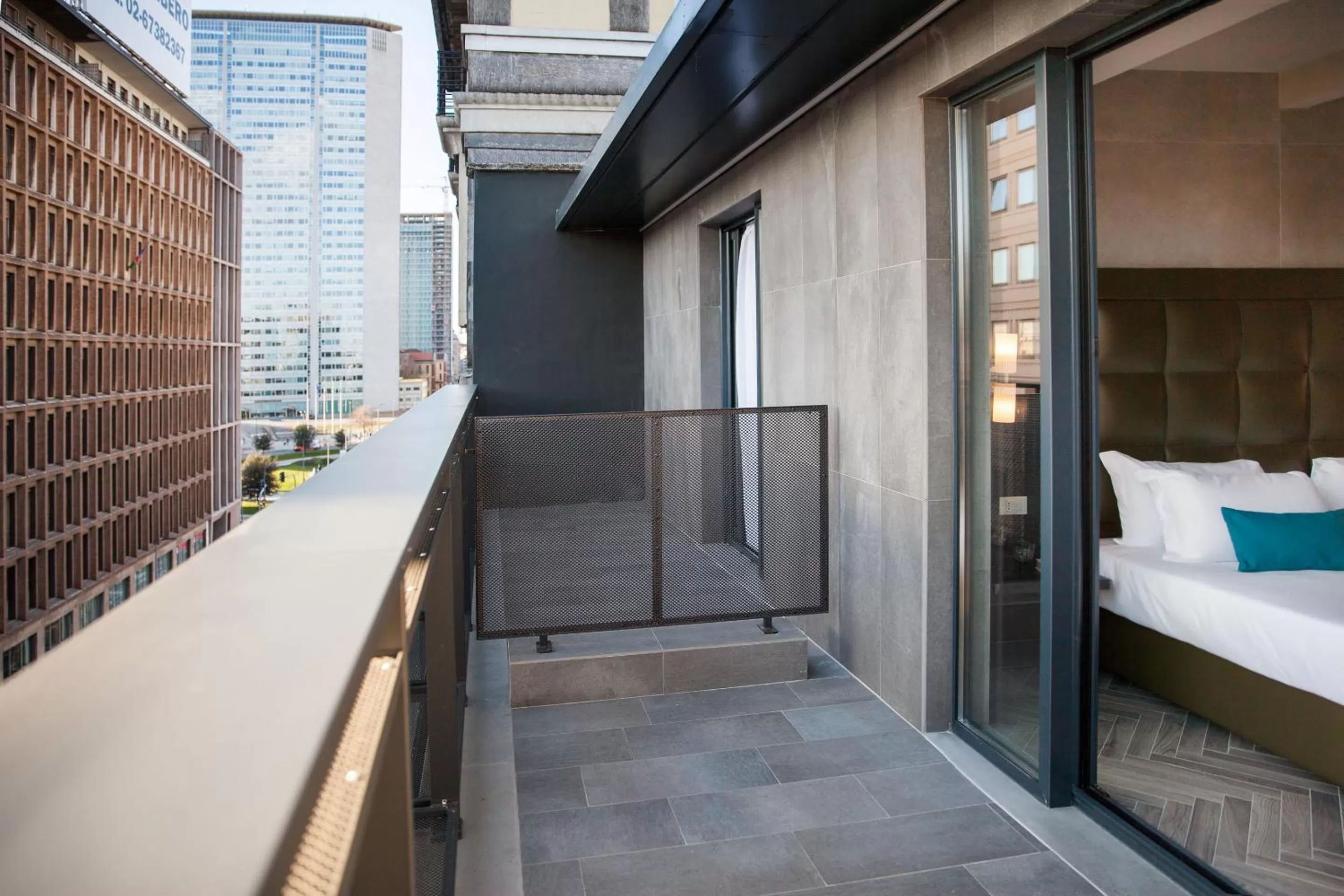 Balcony/Terrace, Bed in Spice Hotel Milano