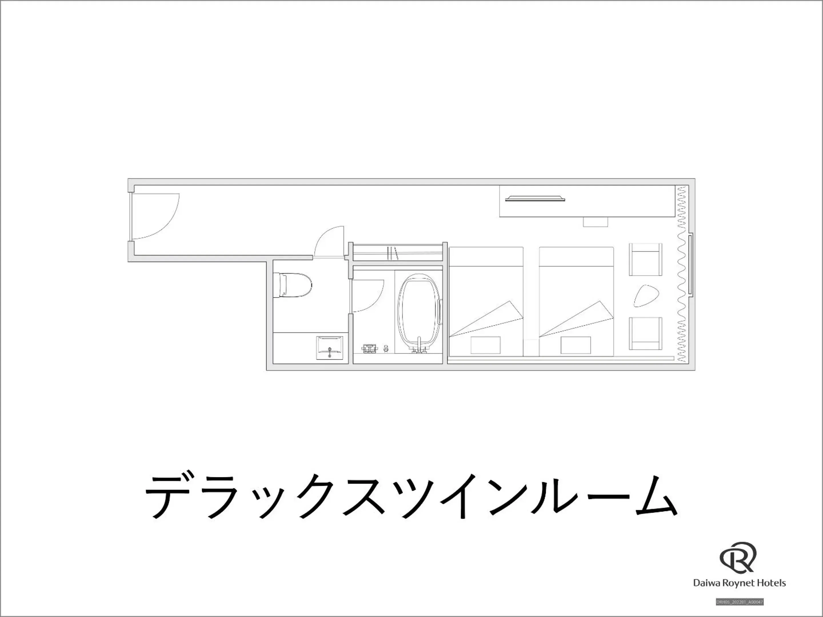 Photo of the whole room, Floor Plan in Daiwa Roynet Hotel Kyoto Ekimae PREMIER - former Daiwa Roynet Hotel Kyoto Ekimae