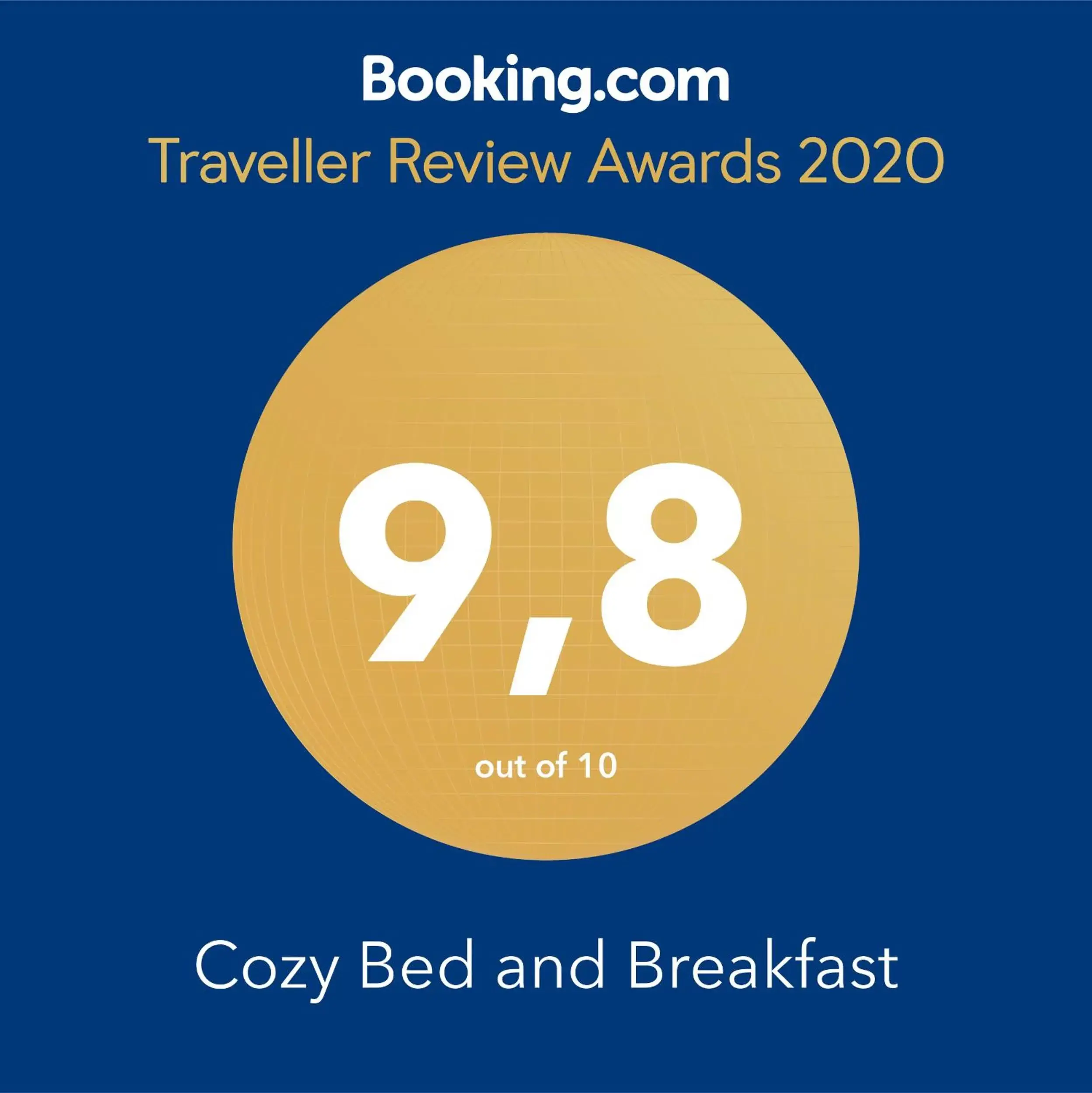 Certificate/Award in Cozy Bed and Breakfast