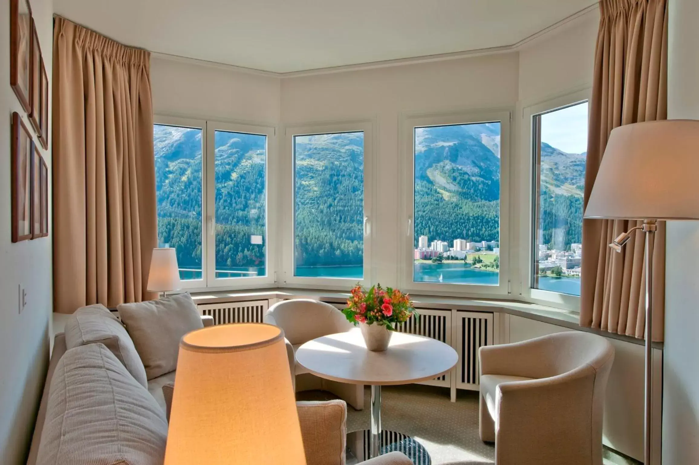 View (from property/room), Seating Area in Hotel Schweizerhof St. Moritz