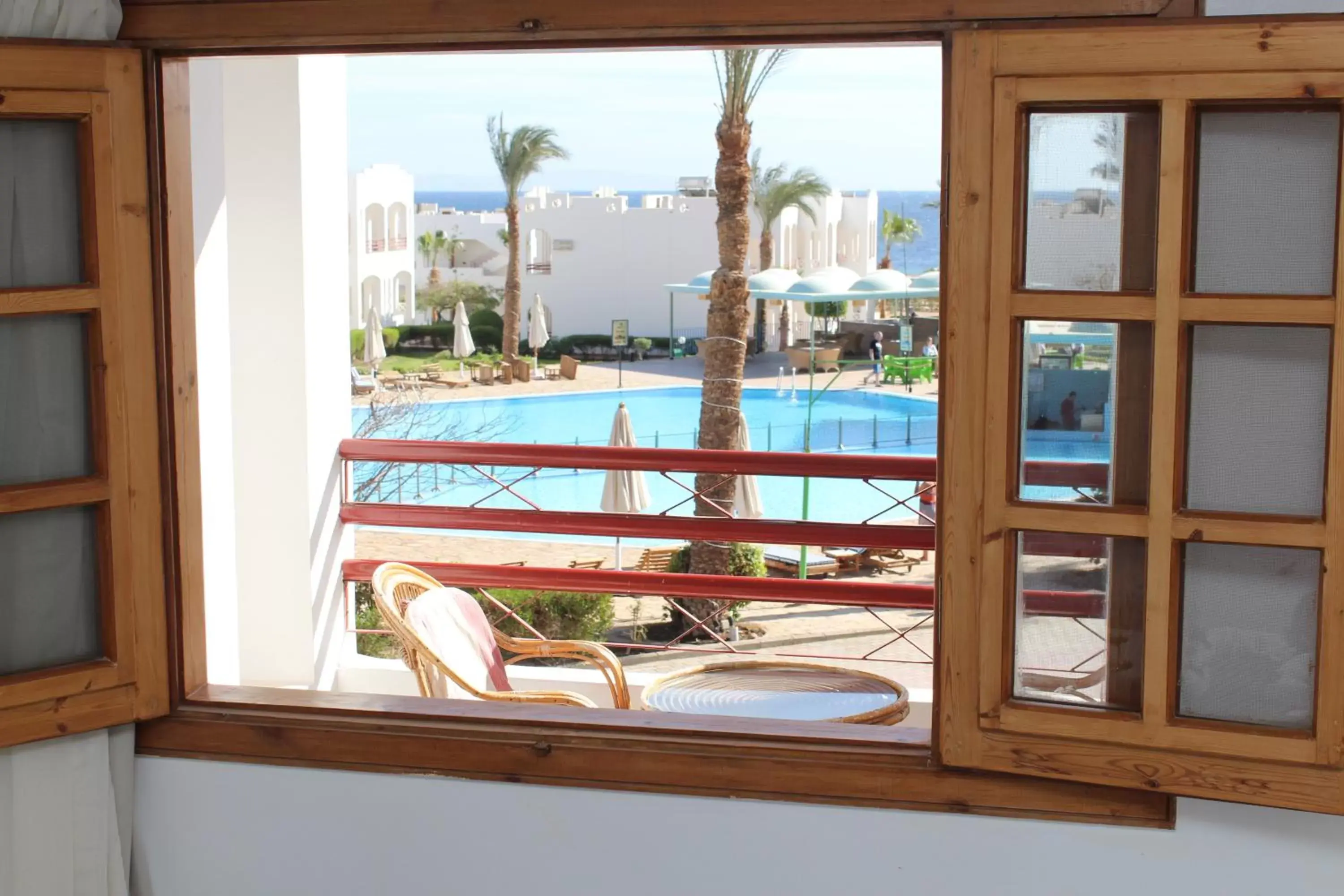 Balcony/Terrace, Pool View in Happy Life Village Dahab