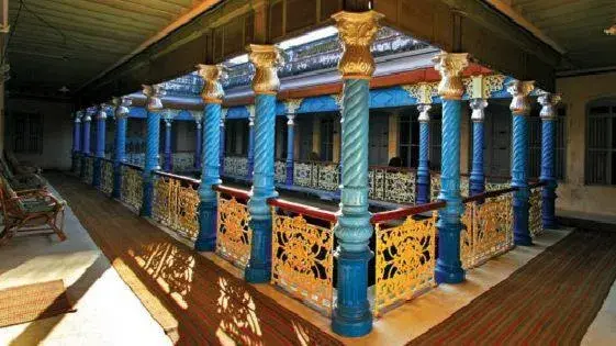 Balcony/Terrace in Chettinadu Mansion – An Authentic Heritage Palace