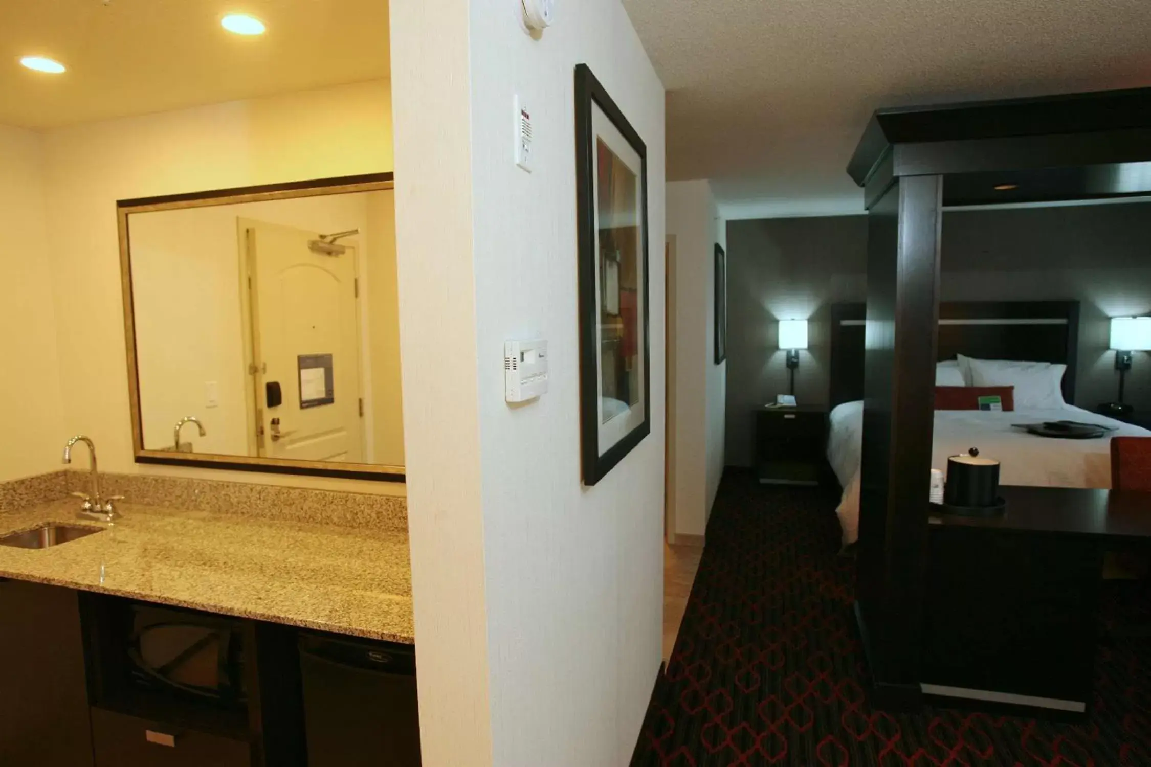 Bed, Bathroom in Hampton Inn & Suites Red Deer
