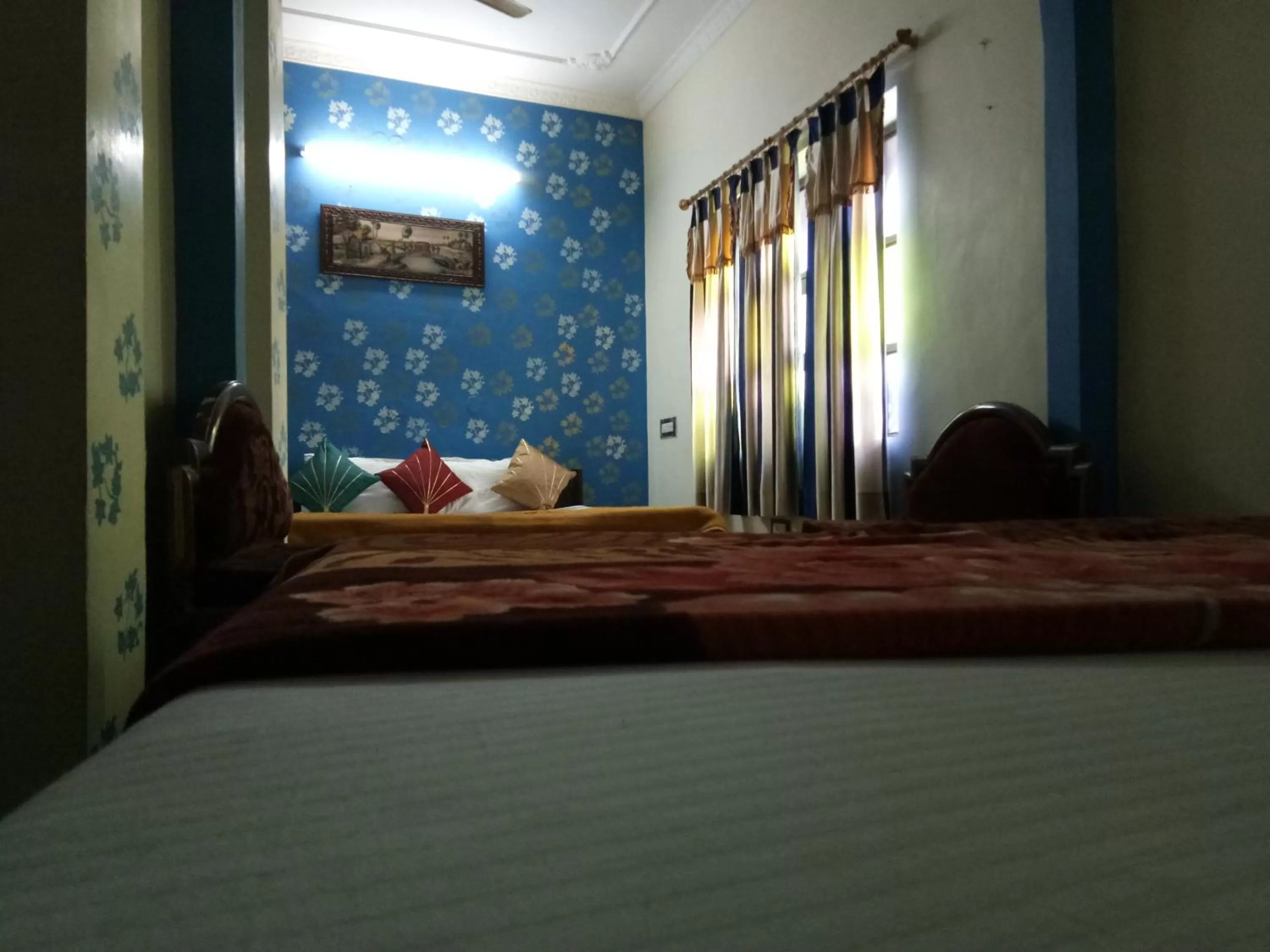 Decorative detail, Bed in Haveli Taragarh Palace