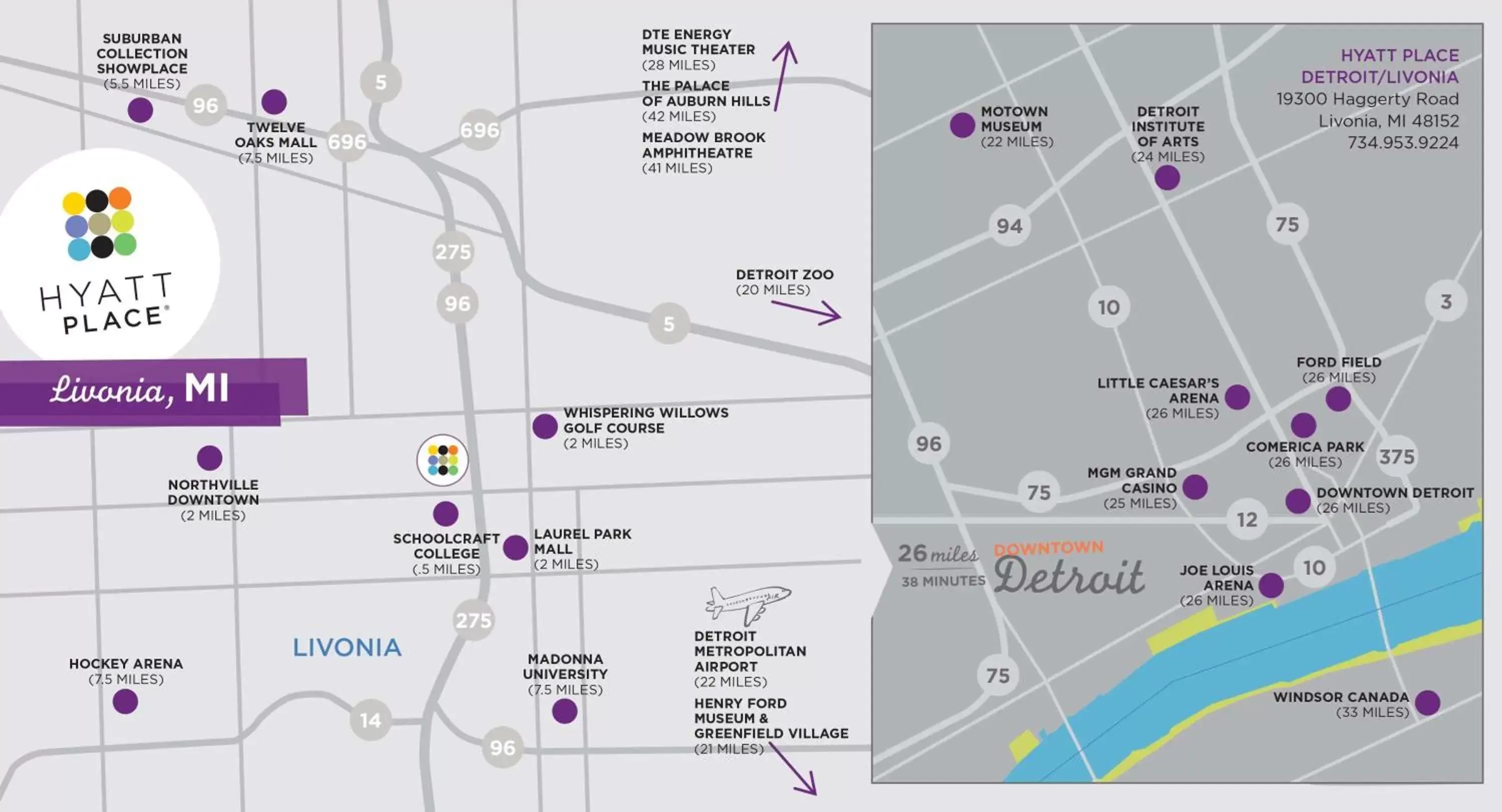 Area and facilities, Bird's-eye View in Hyatt Place Detroit/Livonia