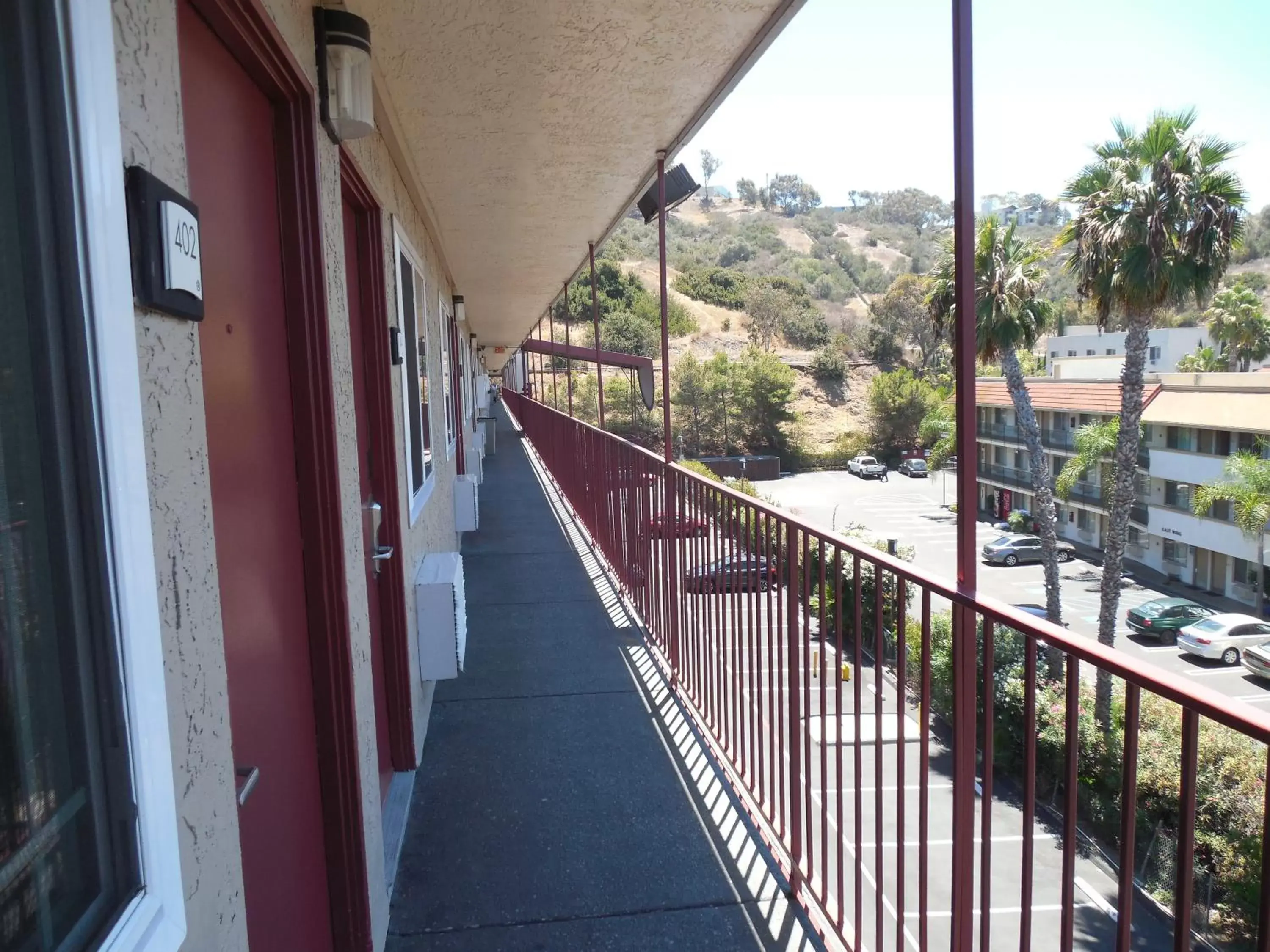 Facade/entrance, Balcony/Terrace in Super 8 by Wyndham San Diego Hotel Circle