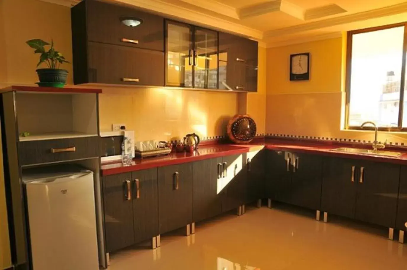 Coffee/tea facilities, Kitchen/Kitchenette in Urban Rose Hotel & Apartments