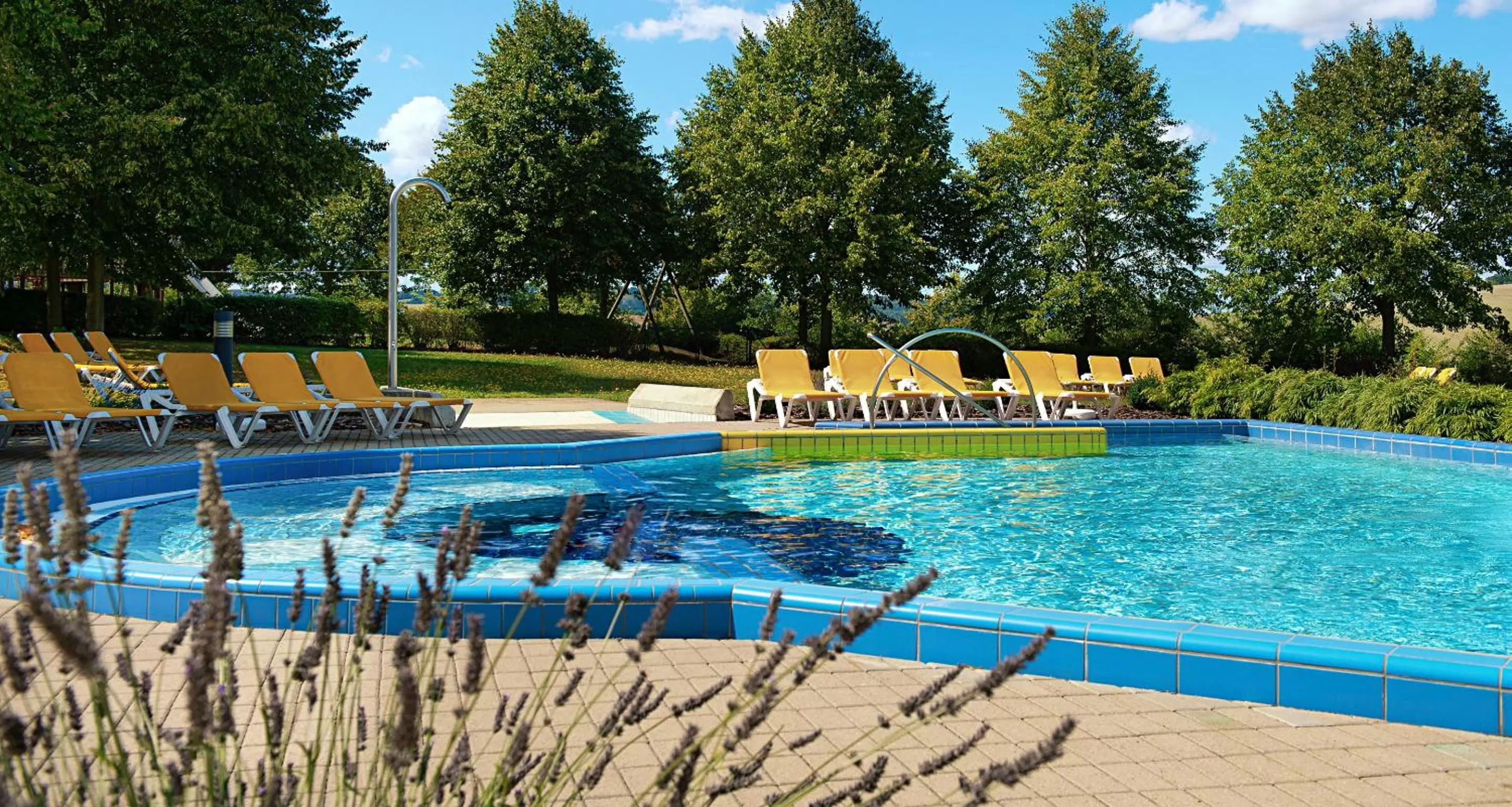 Pool view in Victor's Residenz-Hotel Teistungenburg