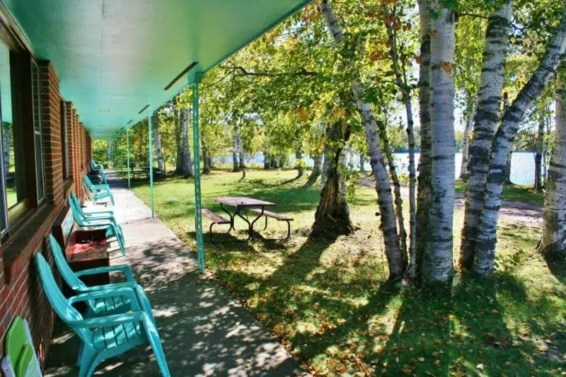 Patio in Historic Birch Lodge and Motel