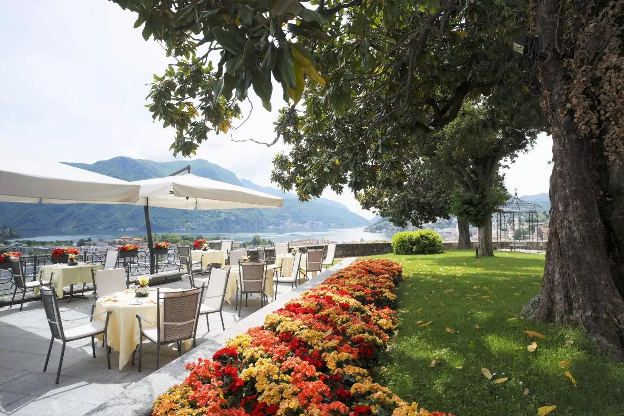 Patio, Restaurant/Places to Eat in Villa Sassa Hotel, Residence & Spa - Ticino Hotels Group