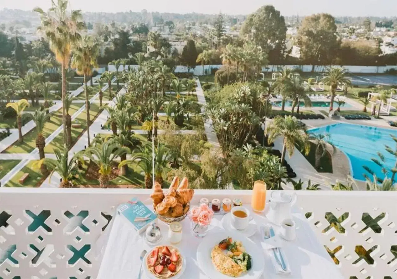 Balcony/Terrace, Pool View in Sofitel Rabat Jardin Des Roses