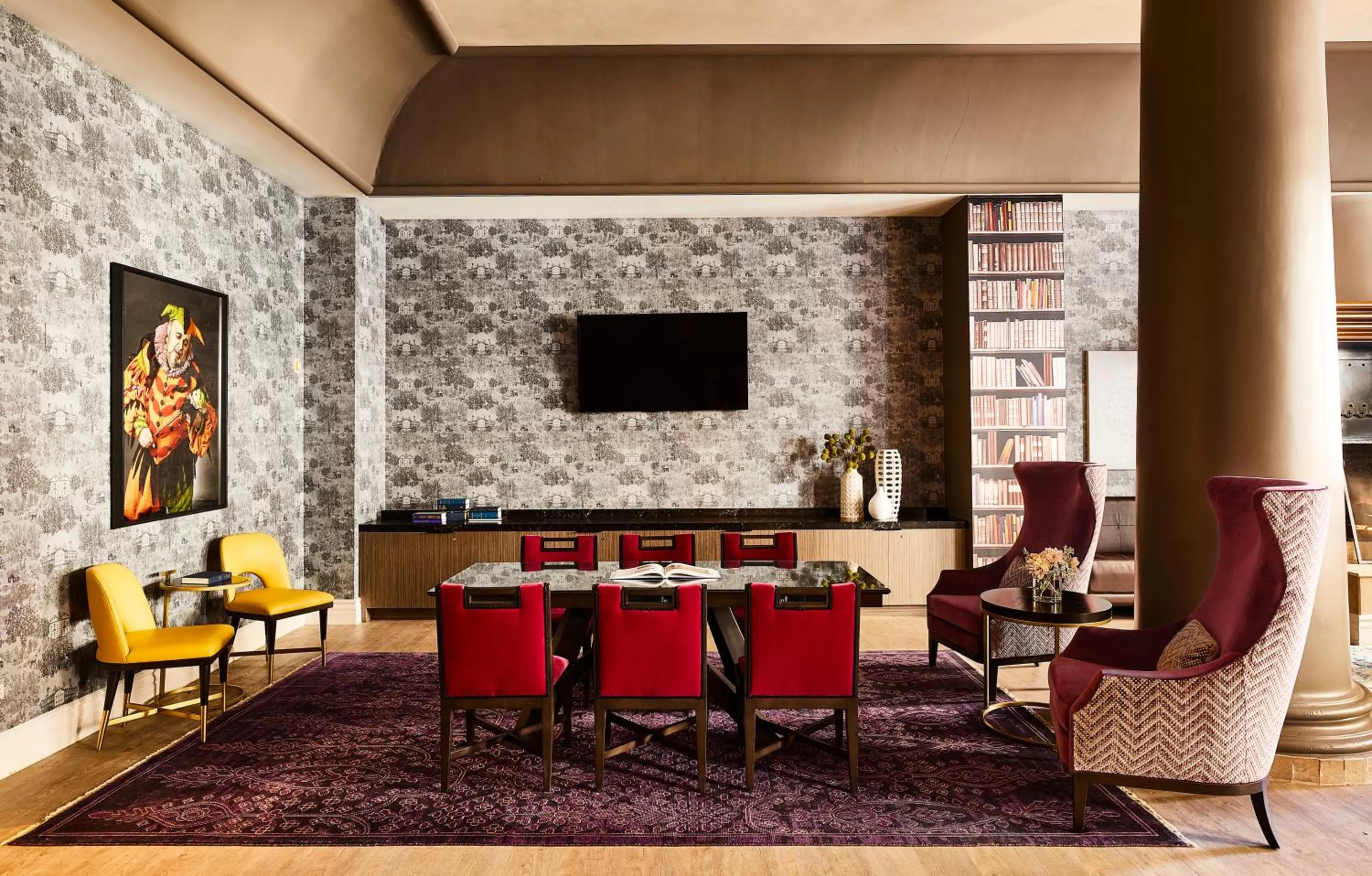 Communal lounge/ TV room in The Marker Union Square San Francisco