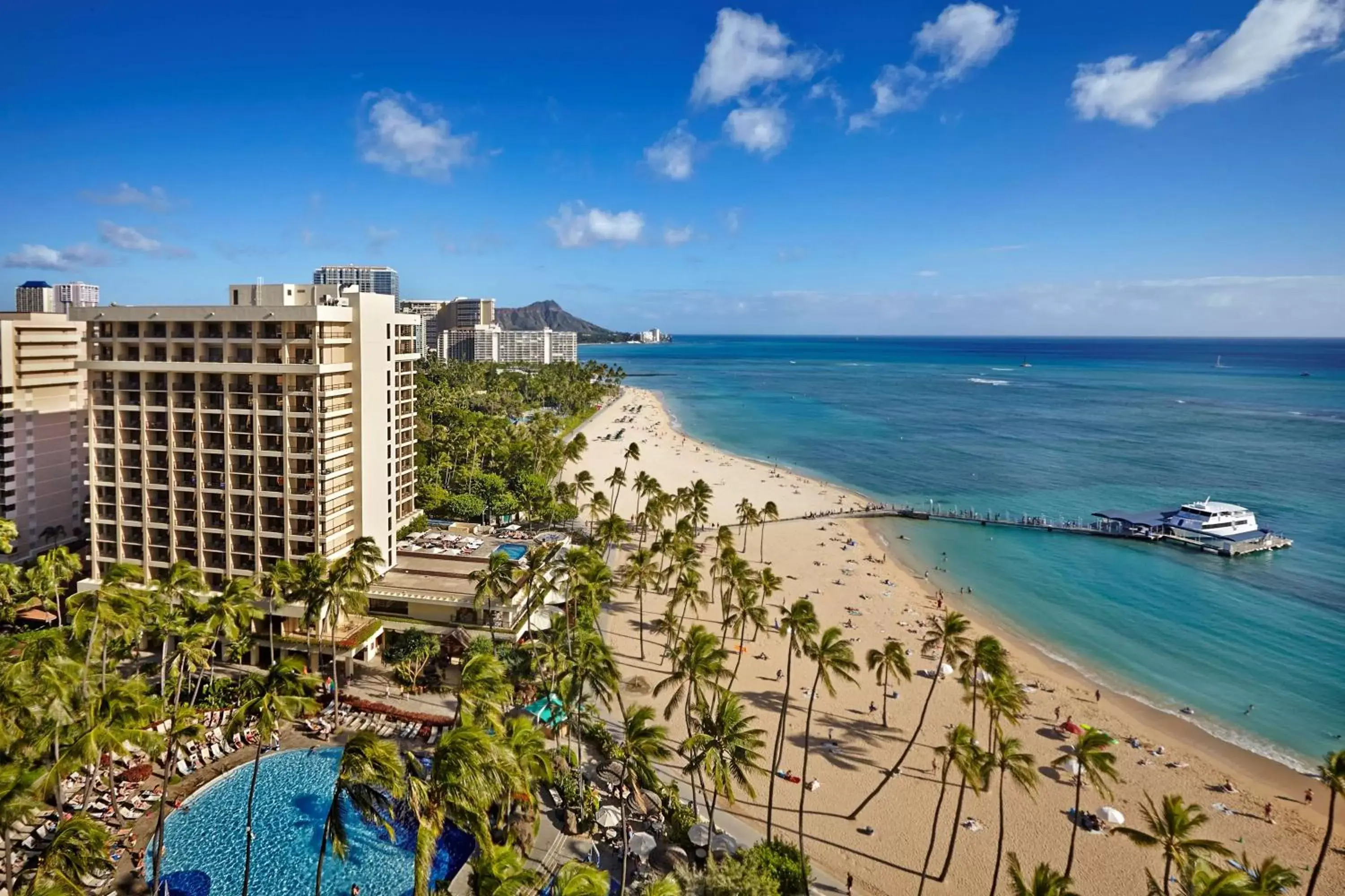Property building, Beach in Hilton Hawaiian Village Waikiki Beach Resort