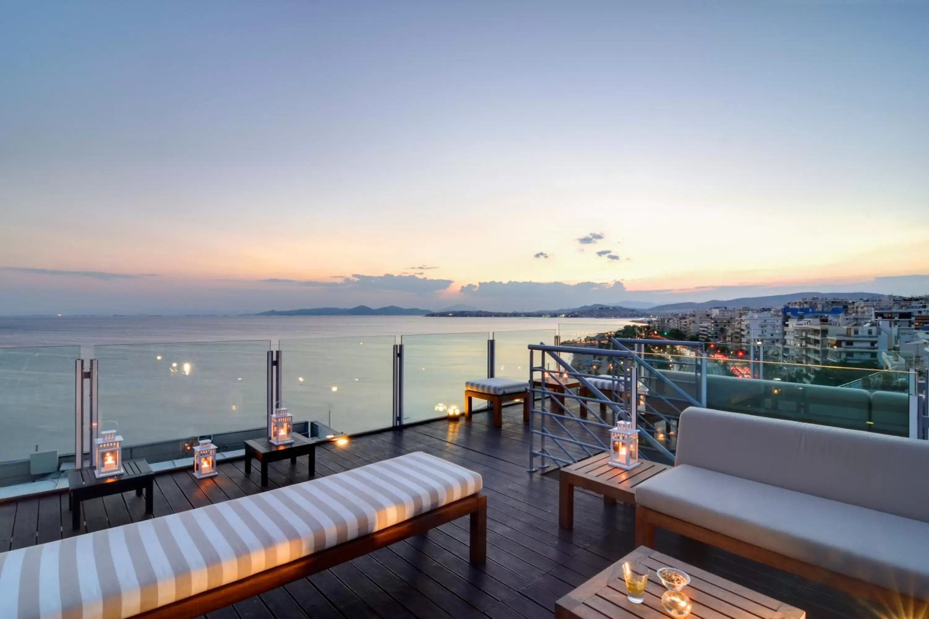 Lounge or bar, Balcony/Terrace in Poseidon Athens Hotel