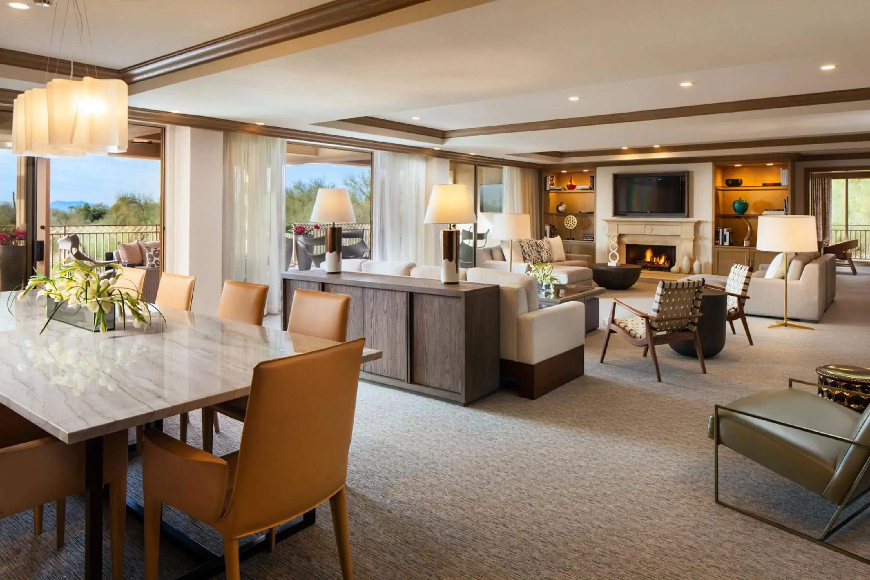 Living room, Restaurant/Places to Eat in The Canyon Suites At The Phoenician, A Luxury Collection Resort