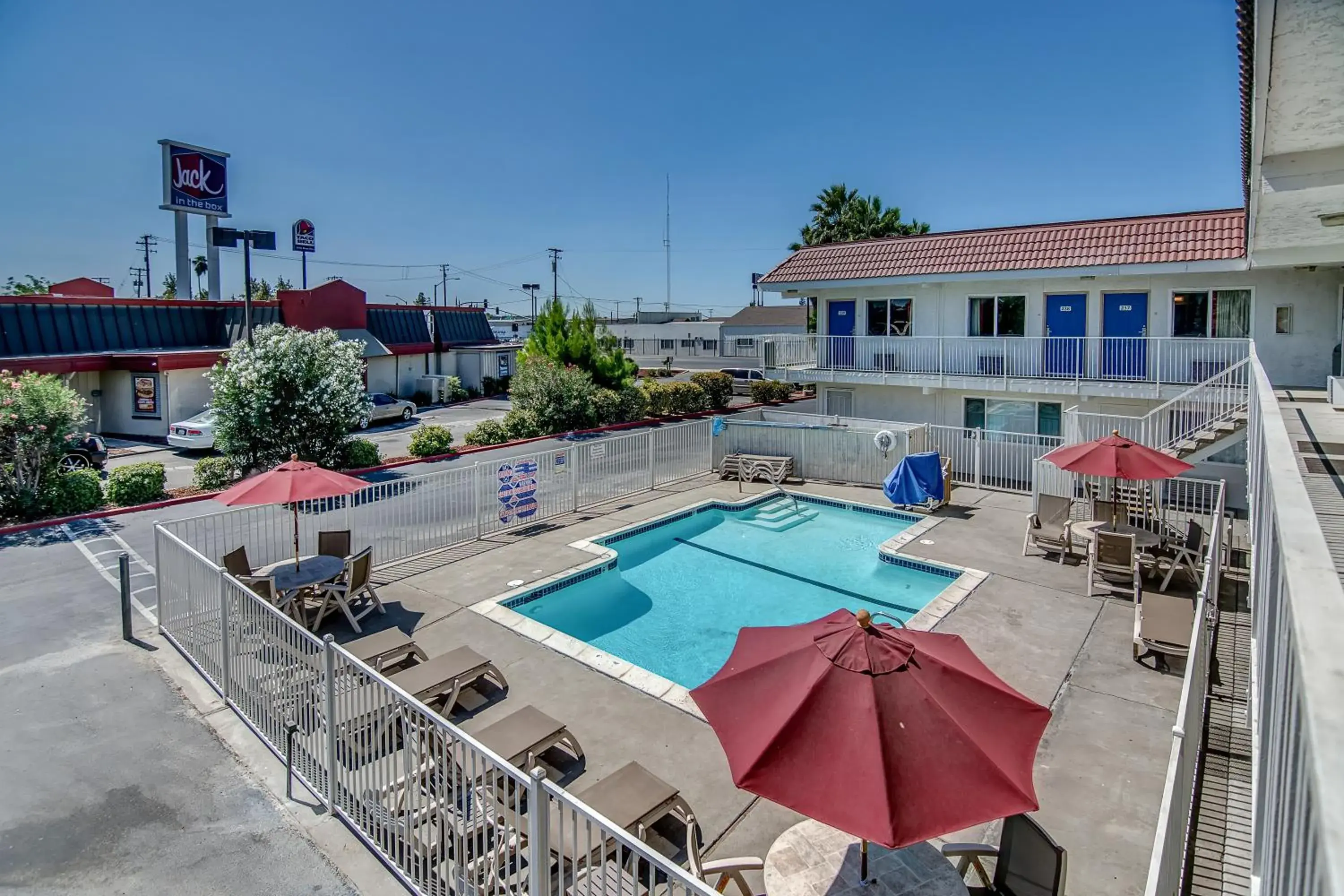 Swimming pool, Pool View in Motel 6-Stockton, CA - Charter Way West