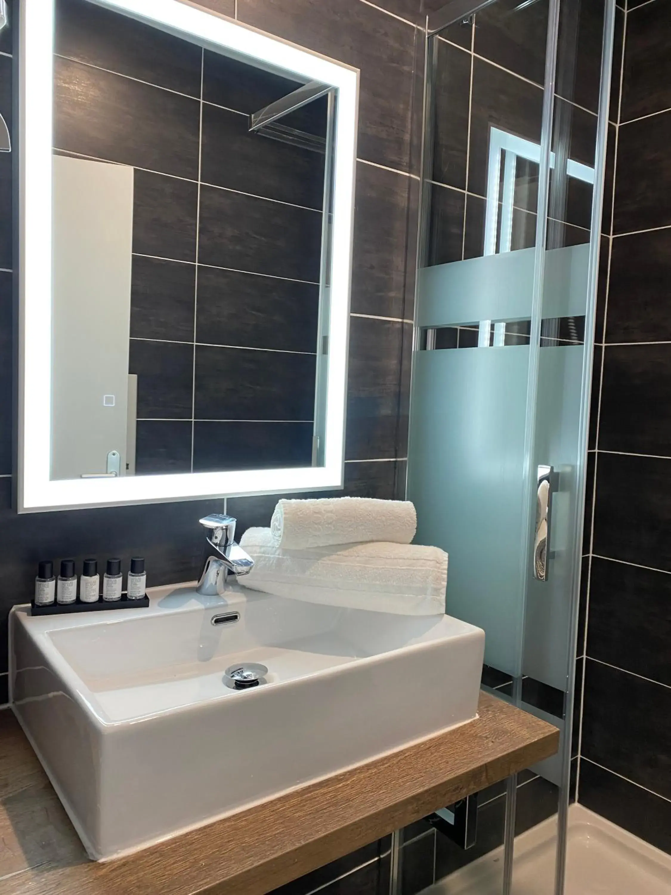 Shower, Bathroom in Hôtel Clairefontaine