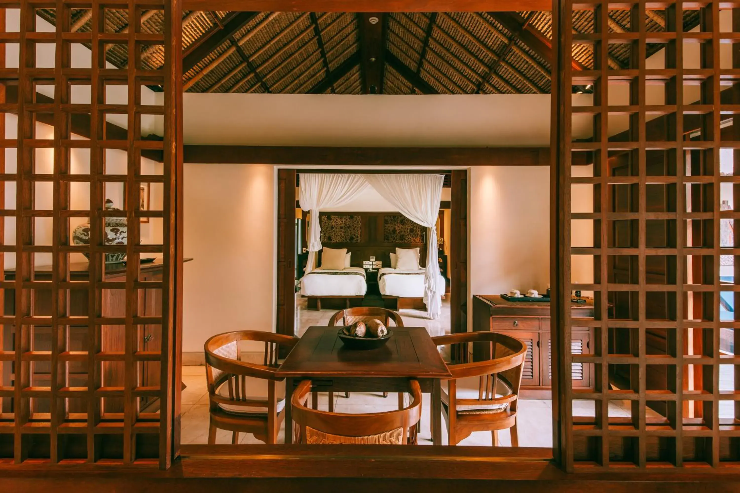 Living room, Dining Area in Jimbaran Puri, A Belmond Hotel, Bali