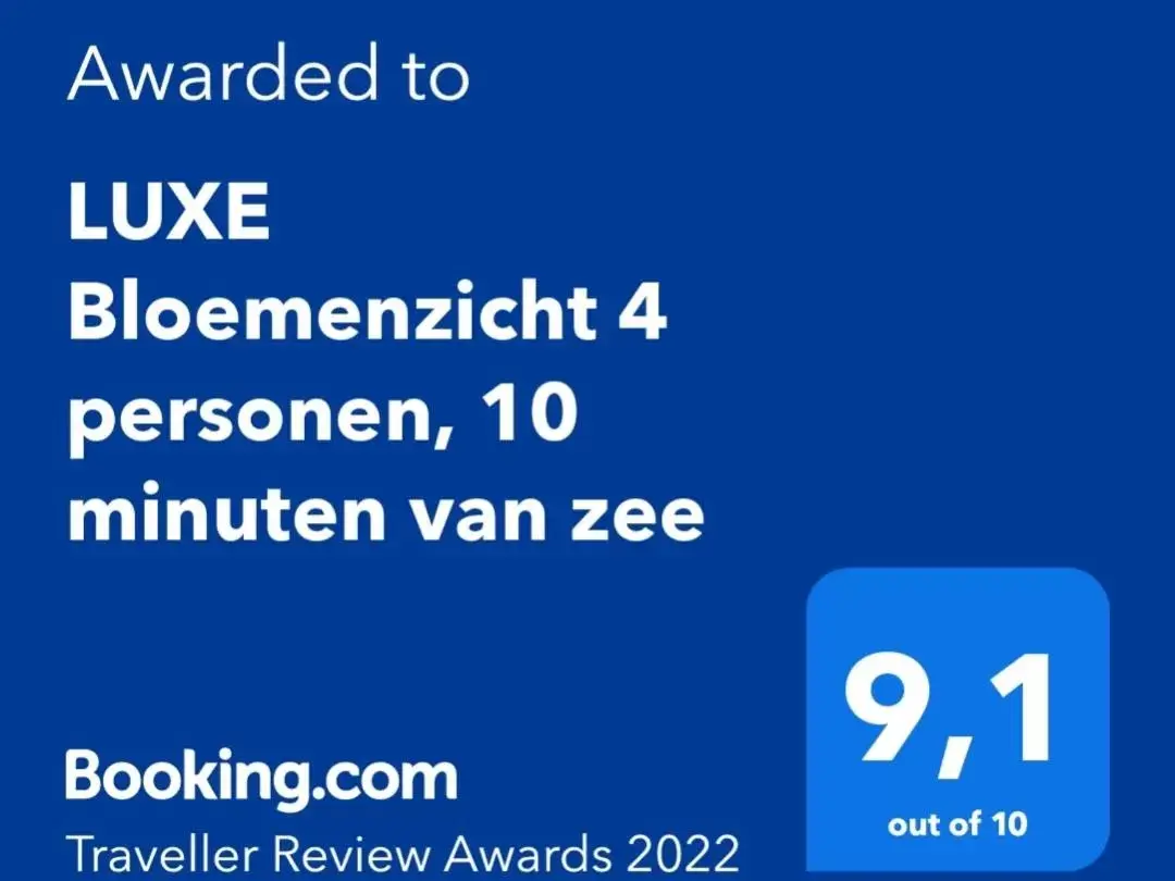 Logo/Certificate/Sign/Award in LUXE Bloemenzicht 4 personen, BnB, 10 minuten van zee