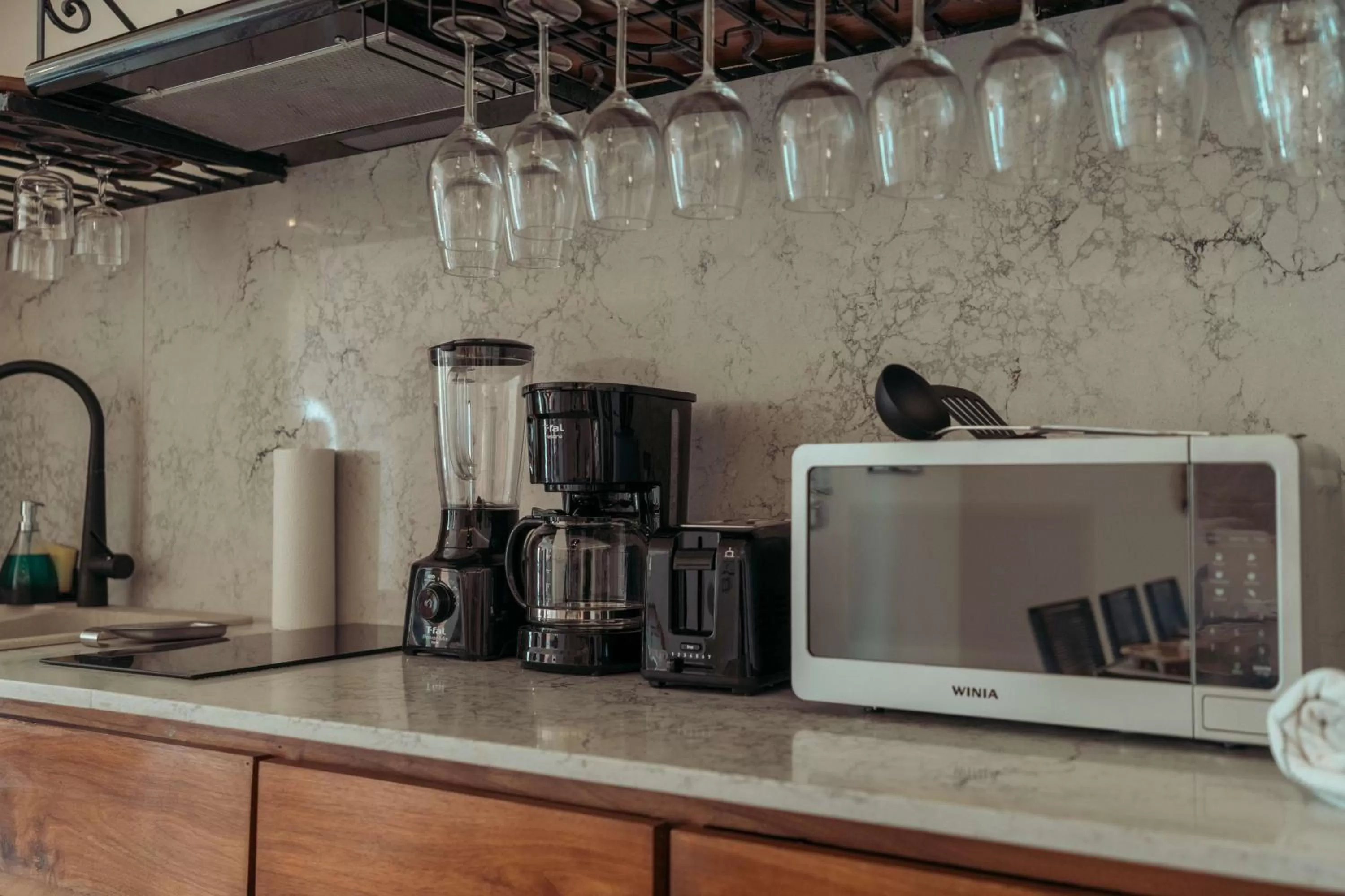 Communal kitchen in Hotel Casa Piedad