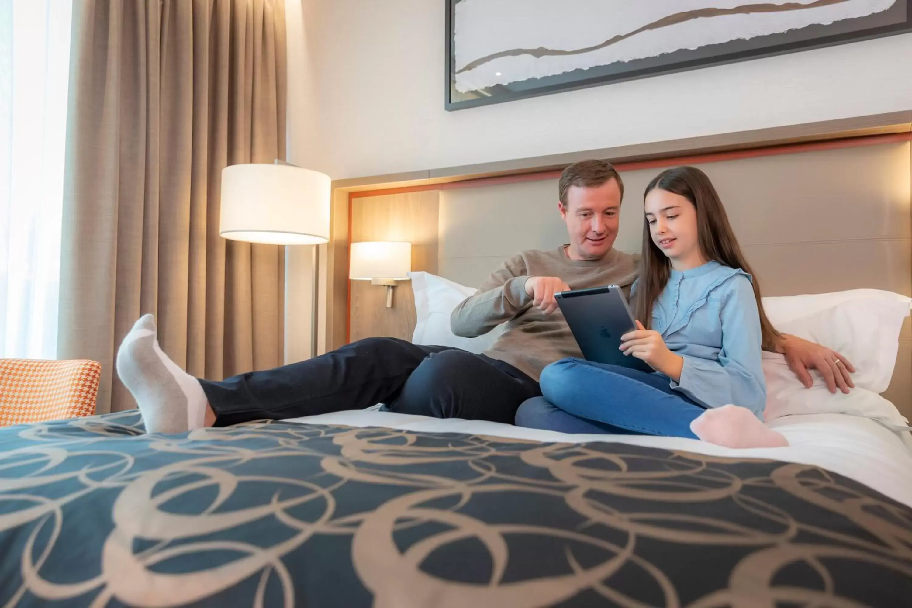 Family in Clayton Hotel, Manchester Airport