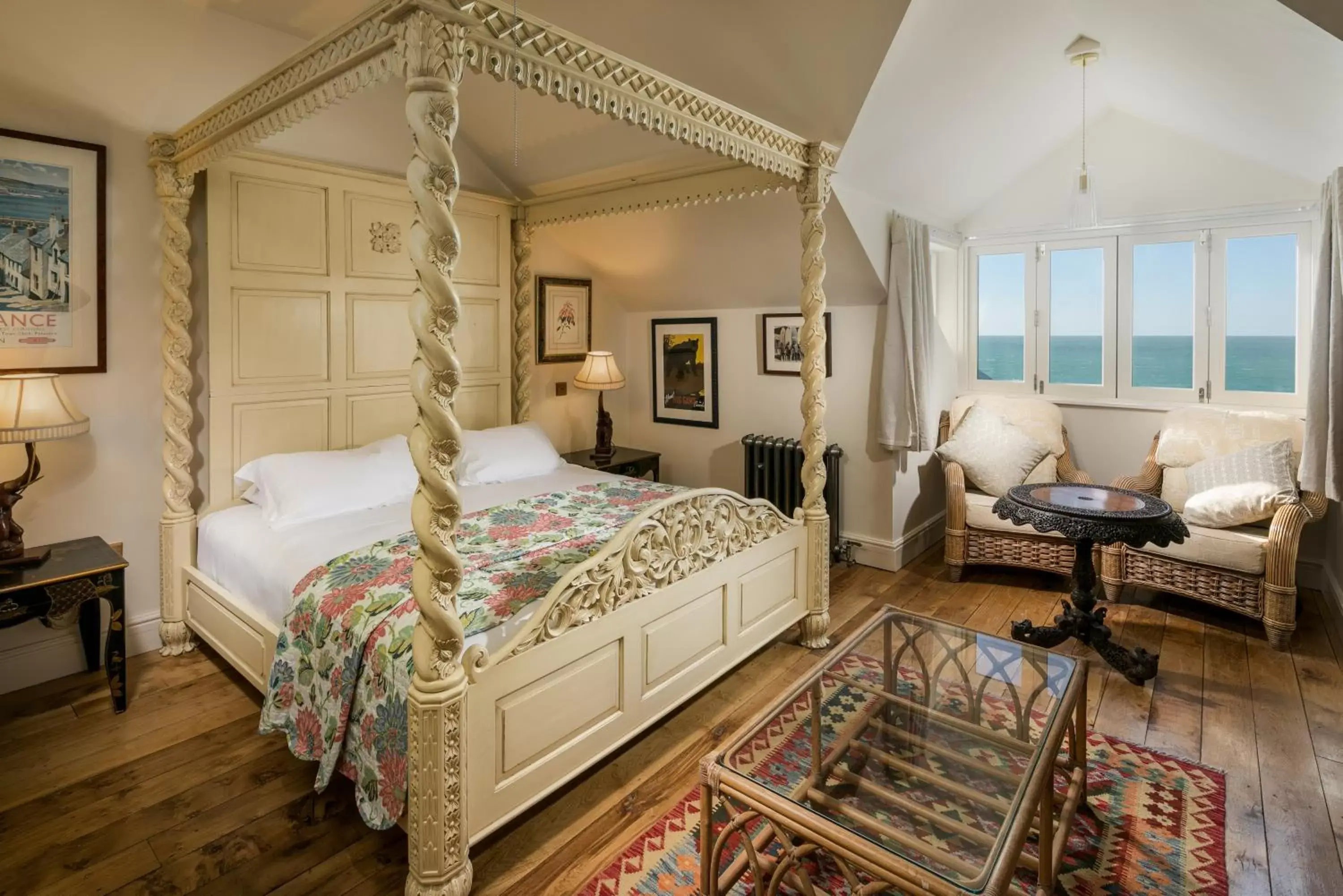 Photo of the whole room, Bed in Tolcarne Beach Colonial Restaurant and Rooms