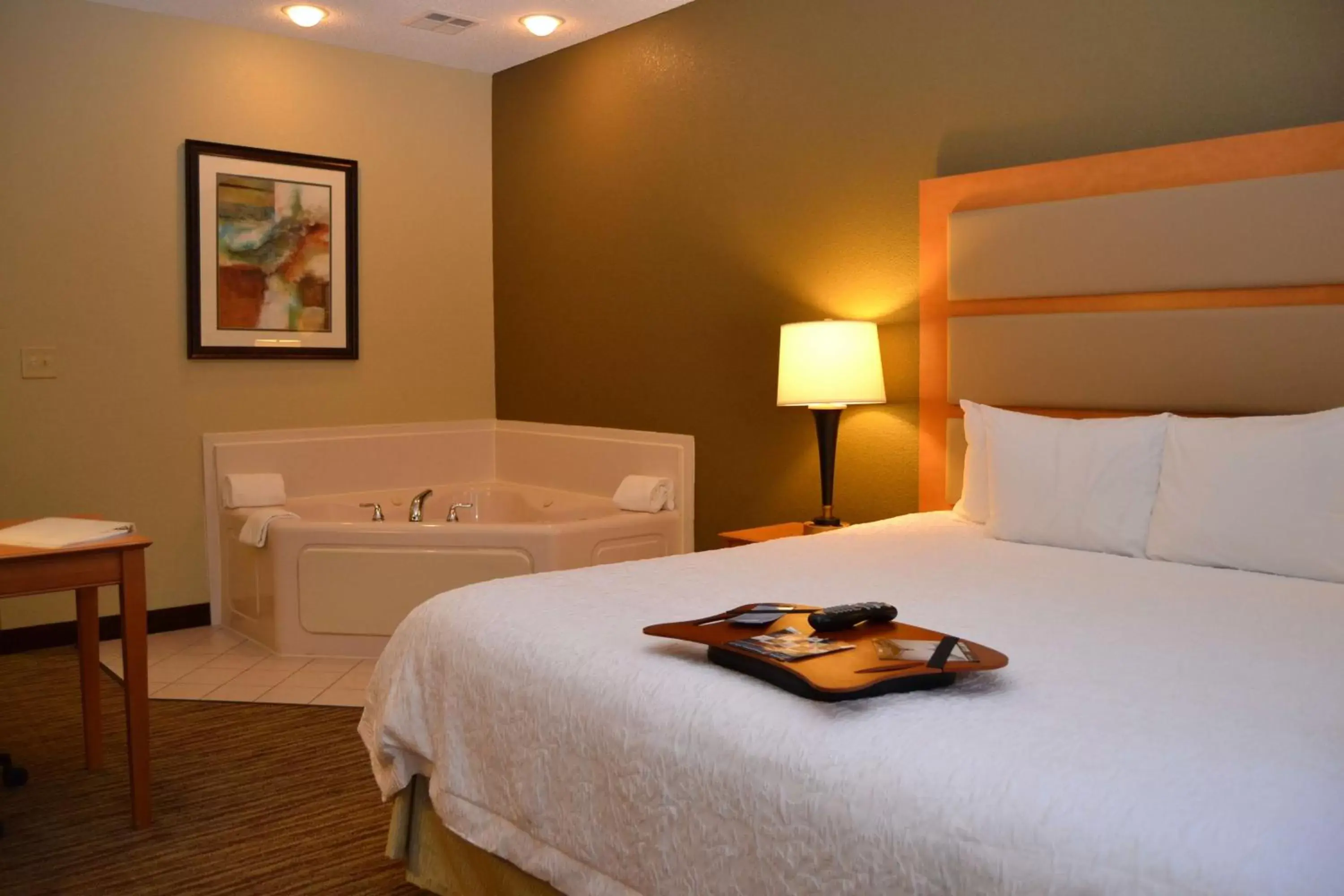 Bathroom, Bed in Hampton Inn & Suites Kalamazoo-Oshtemo