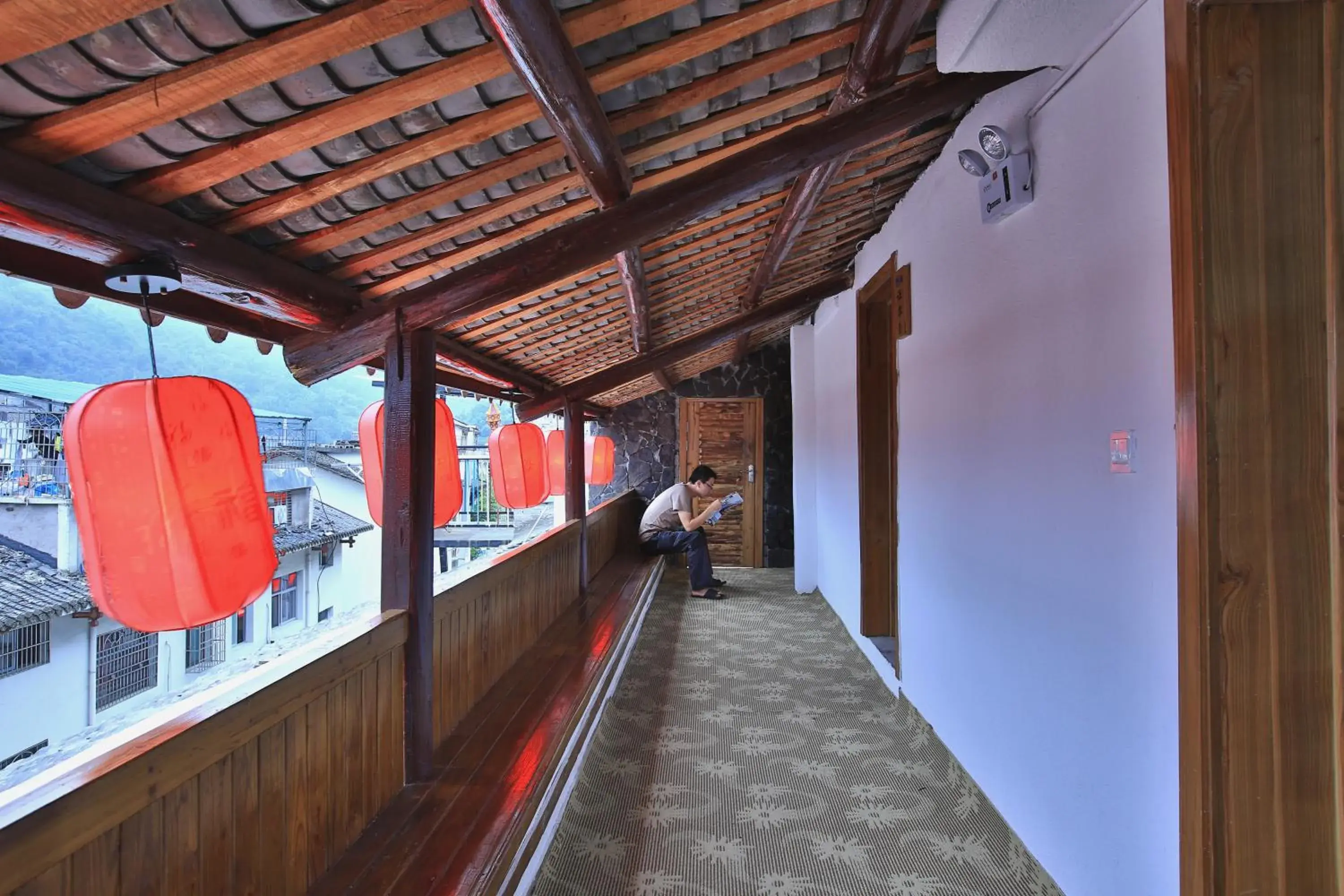 Balcony/Terrace in Zhangjiajie Destination Youth Hostel