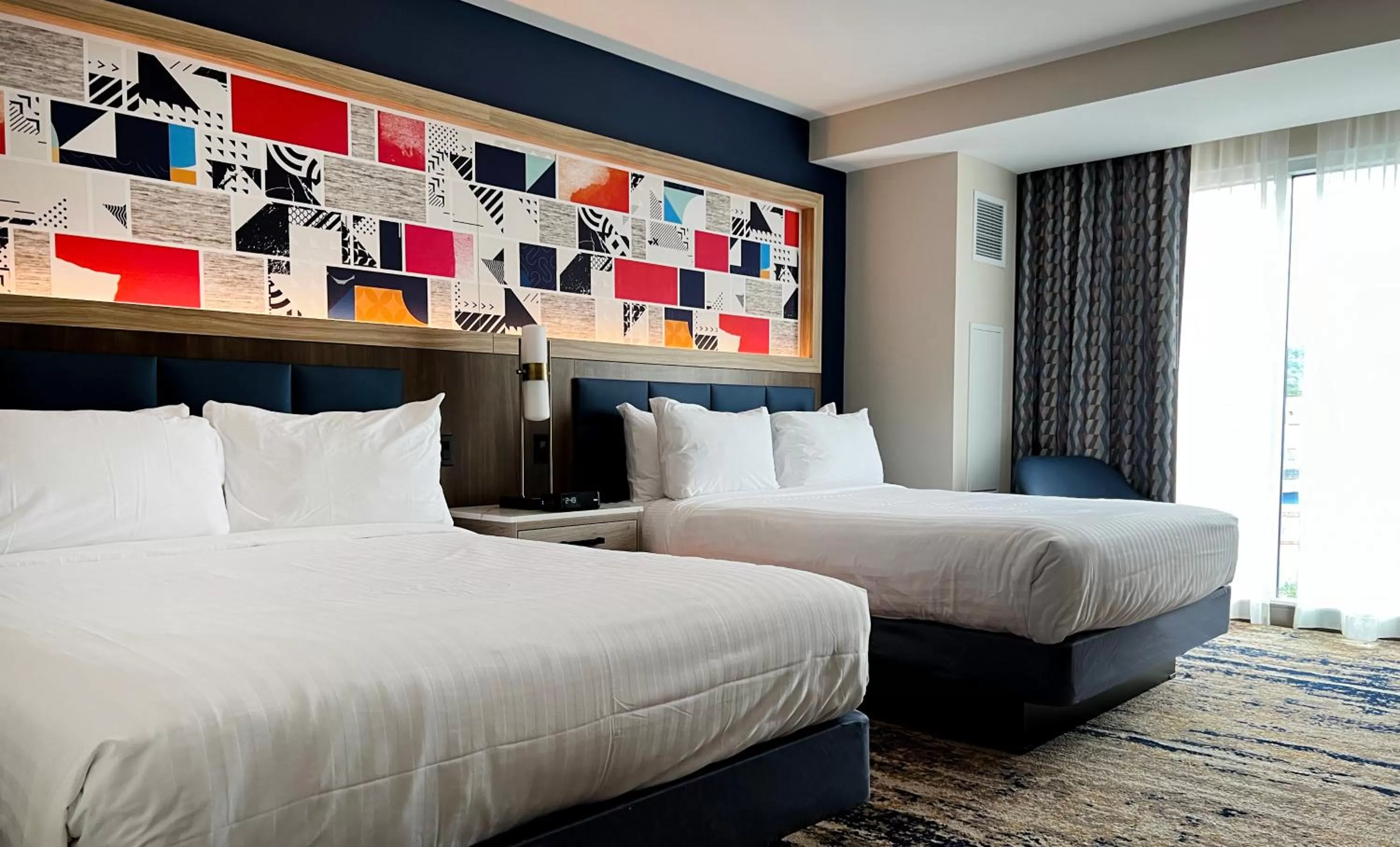 Bed in The Landing Hotel at Rivers Casino Pittsburgh