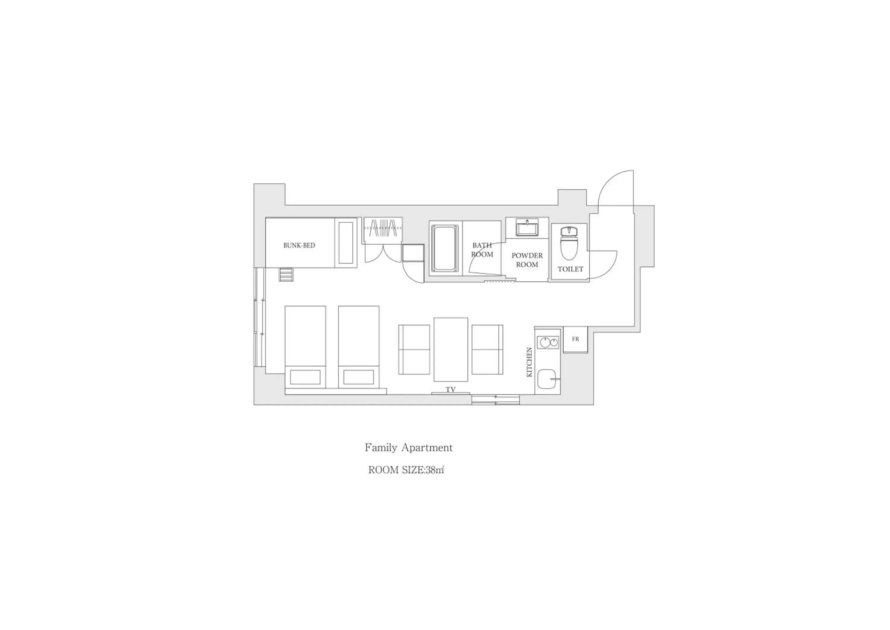 Photo of the whole room, Floor Plan in MIMARU OSAKA SHINSAIBASHI WEST