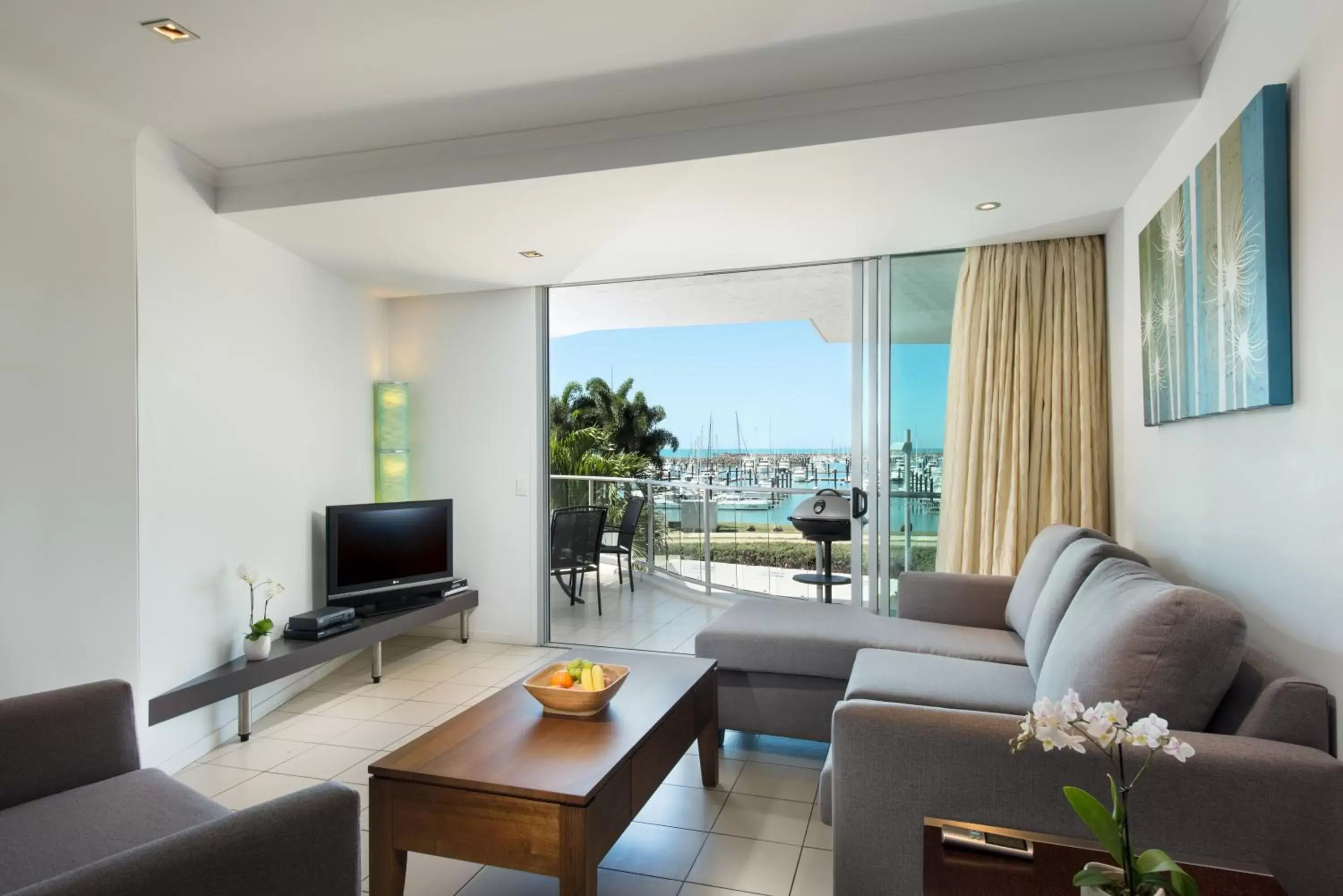 Living room, Seating Area in at Marina Shores