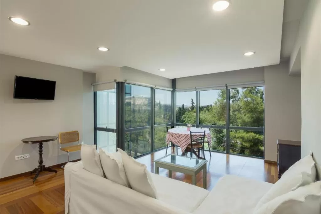 Seating area in Arditou Akropolis Apartments-Suites