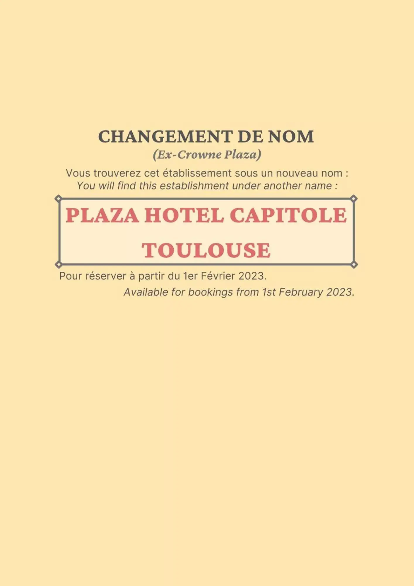Text overlay in Plaza Hotel Capitole Toulouse - Anciennement-formerly CROWNE PLAZA