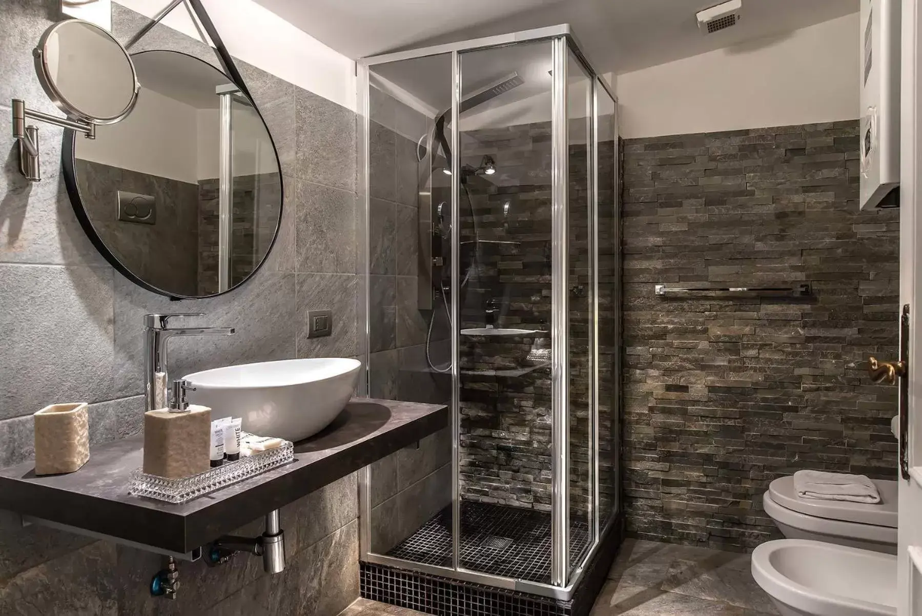 Shower, Bathroom in Black And White Suite