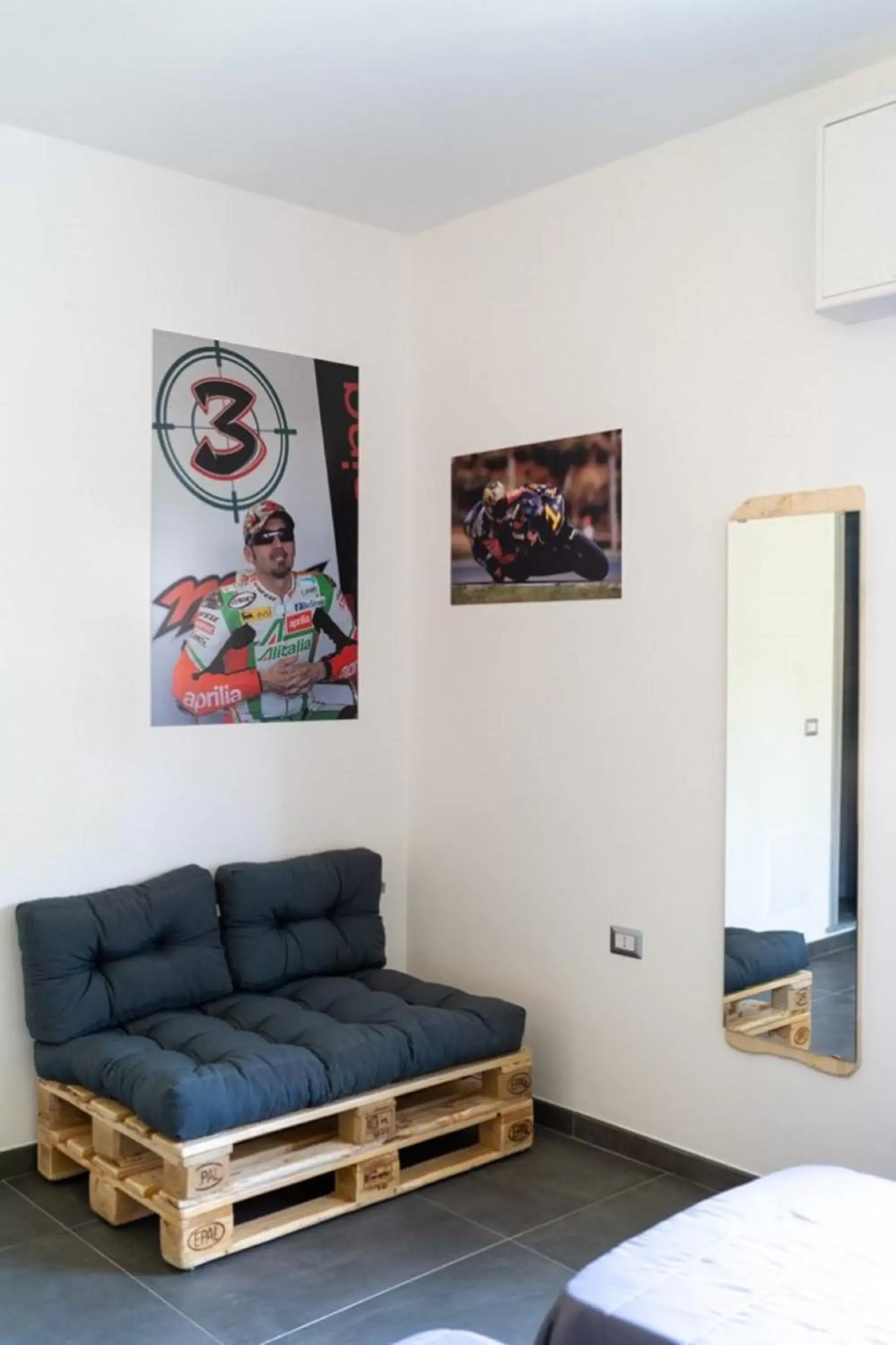 Bedroom, Seating Area in Italian Piston House Sport Moto Rent