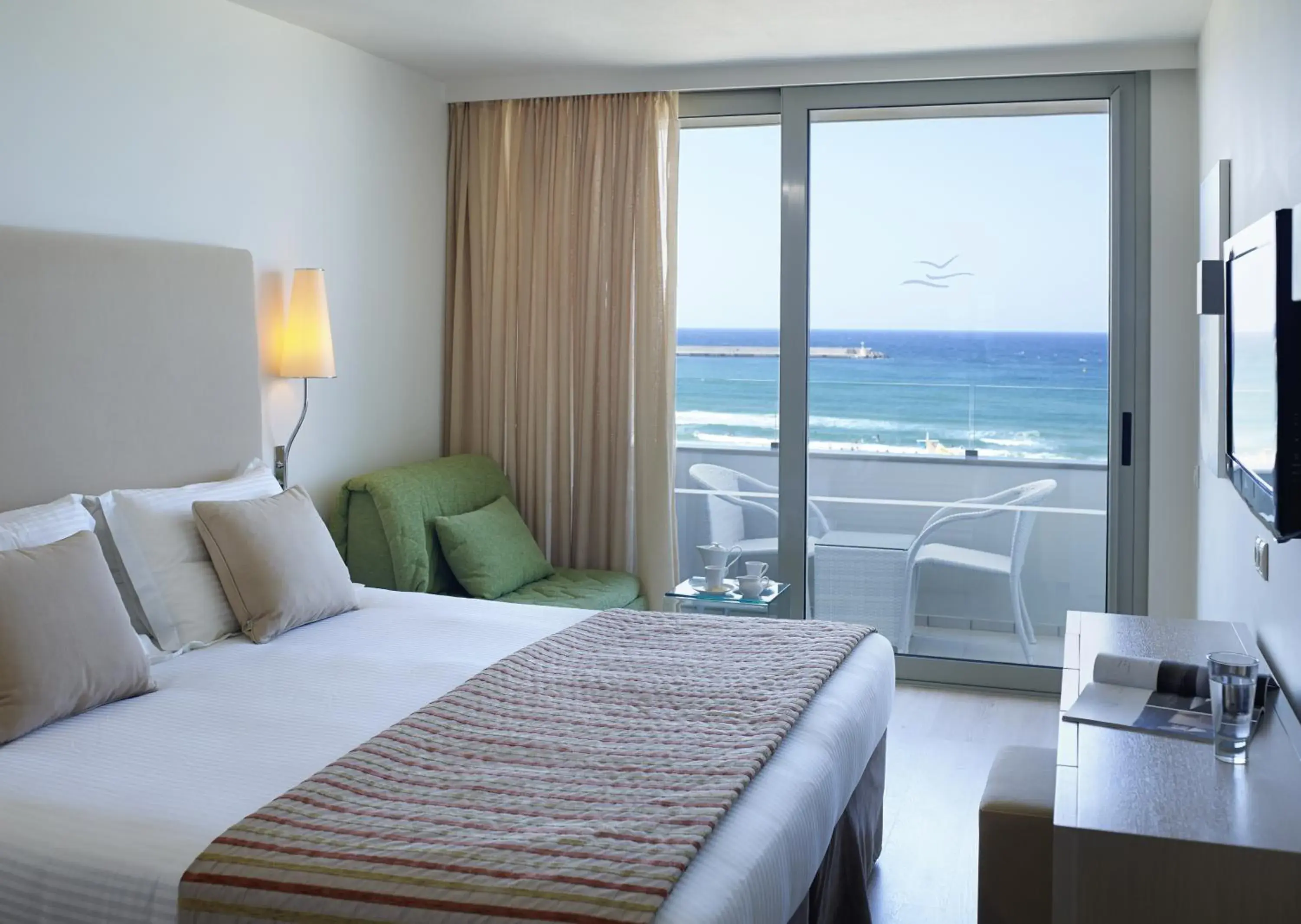 View (from property/room), Bed in Kriti Beach Hotel