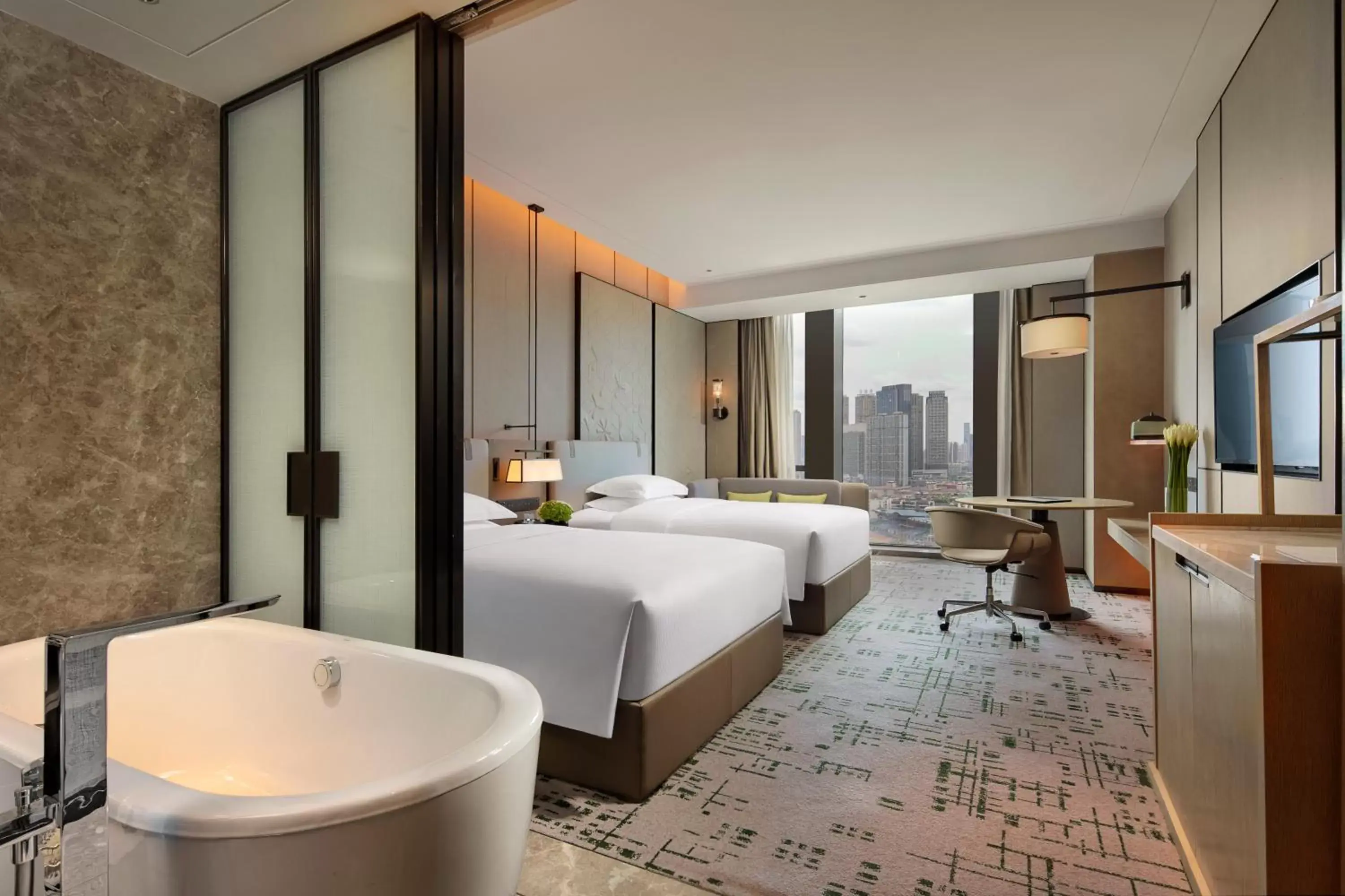 Bed, Bathroom in Hilton Chengdu Chenghua