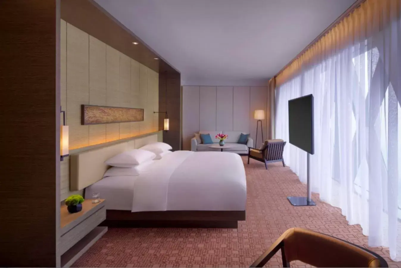 TV and multimedia, Bed in Hyatt Regency Zhenjiang TV and multimedia, Bed in Hyatt Regency Zhenjiang