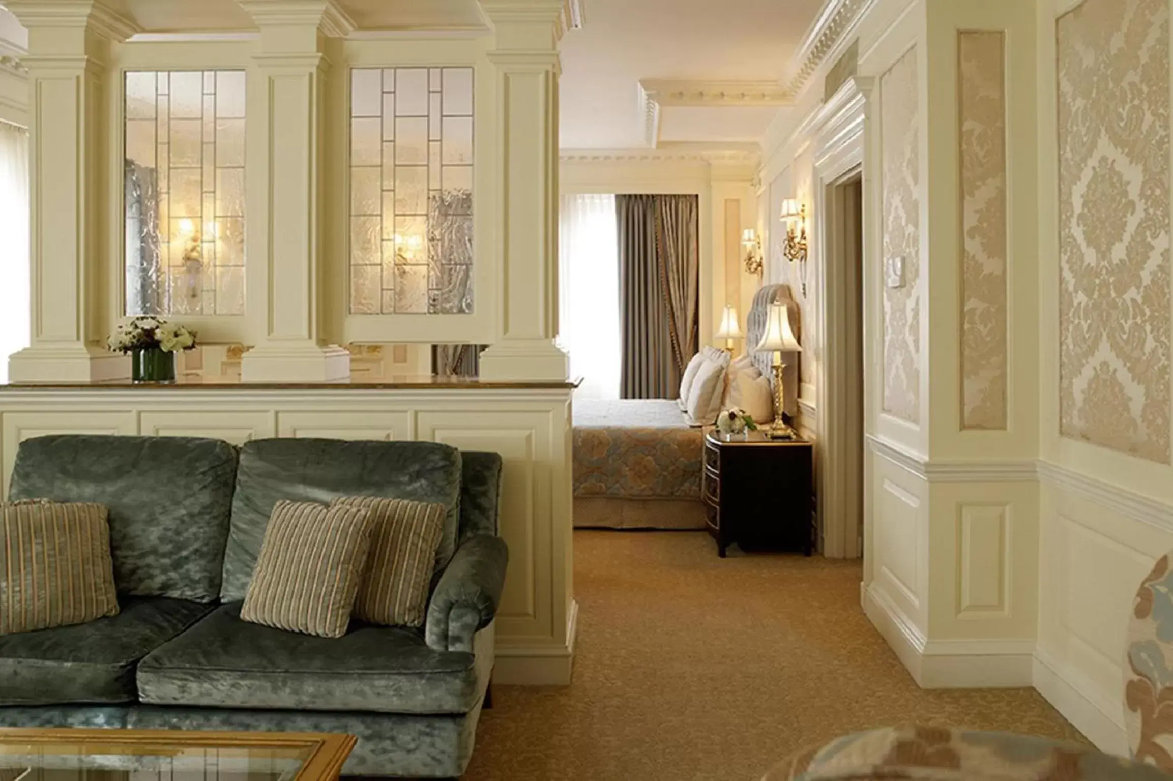 Bed, Seating Area in The Lenox