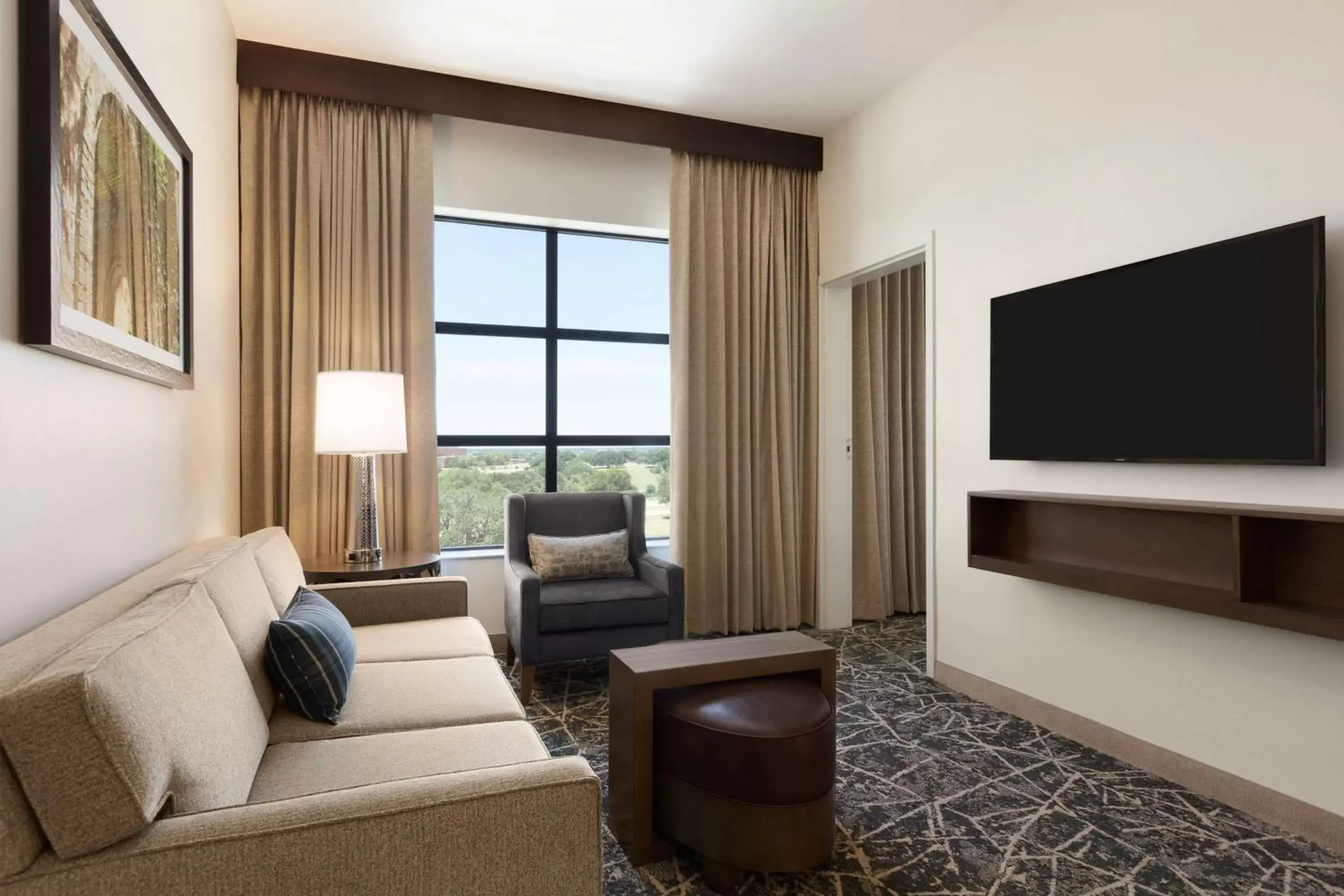 Bedroom, Seating Area in Embassy Suites San Antonio Brooks City Base Hotel & Spa