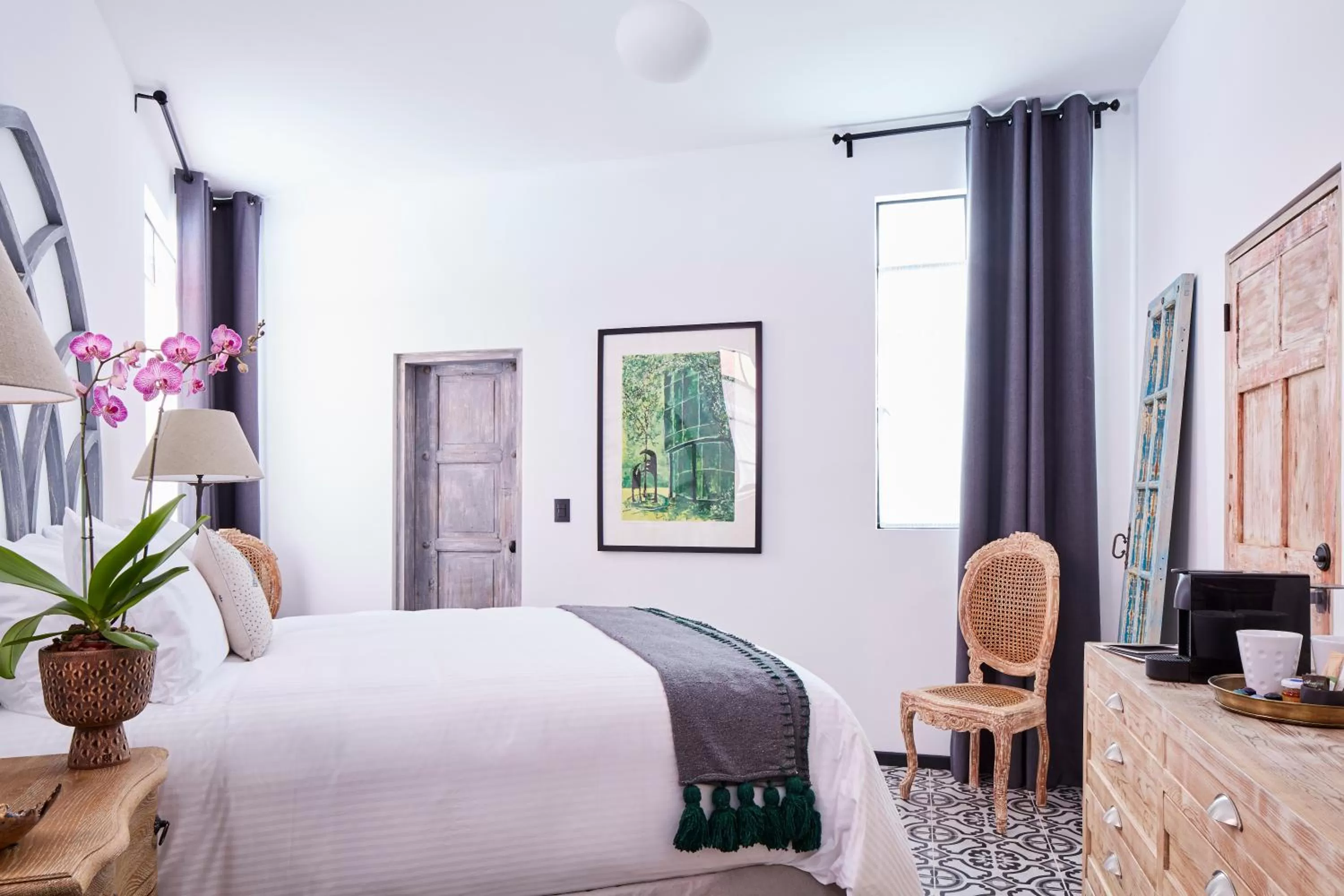 Decorative detail, Bed in Orchid House Mexico City