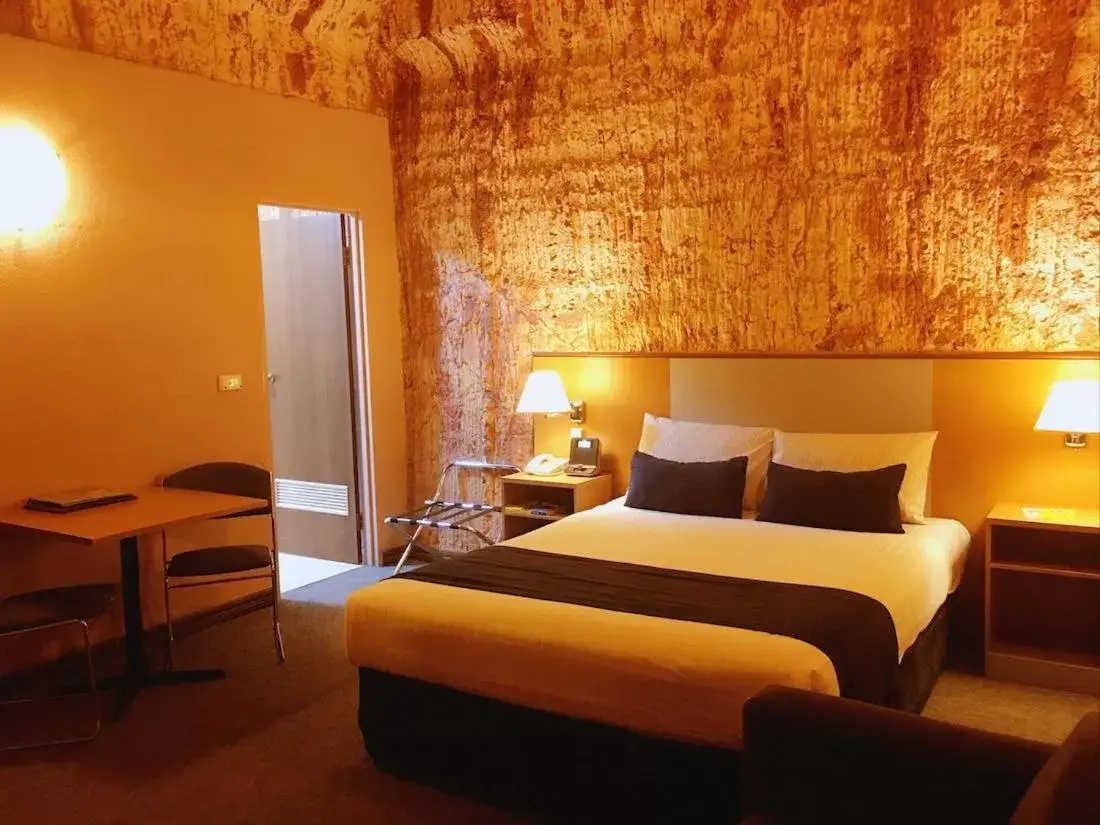 Bed in Desert Cave Hotel