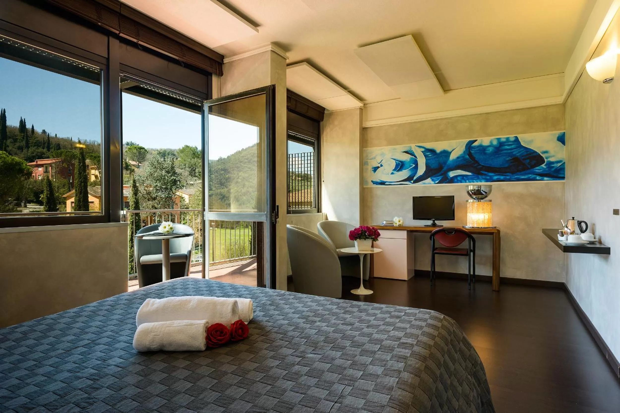 Balcony/Terrace, Bed in Albornoz Palace Hotel