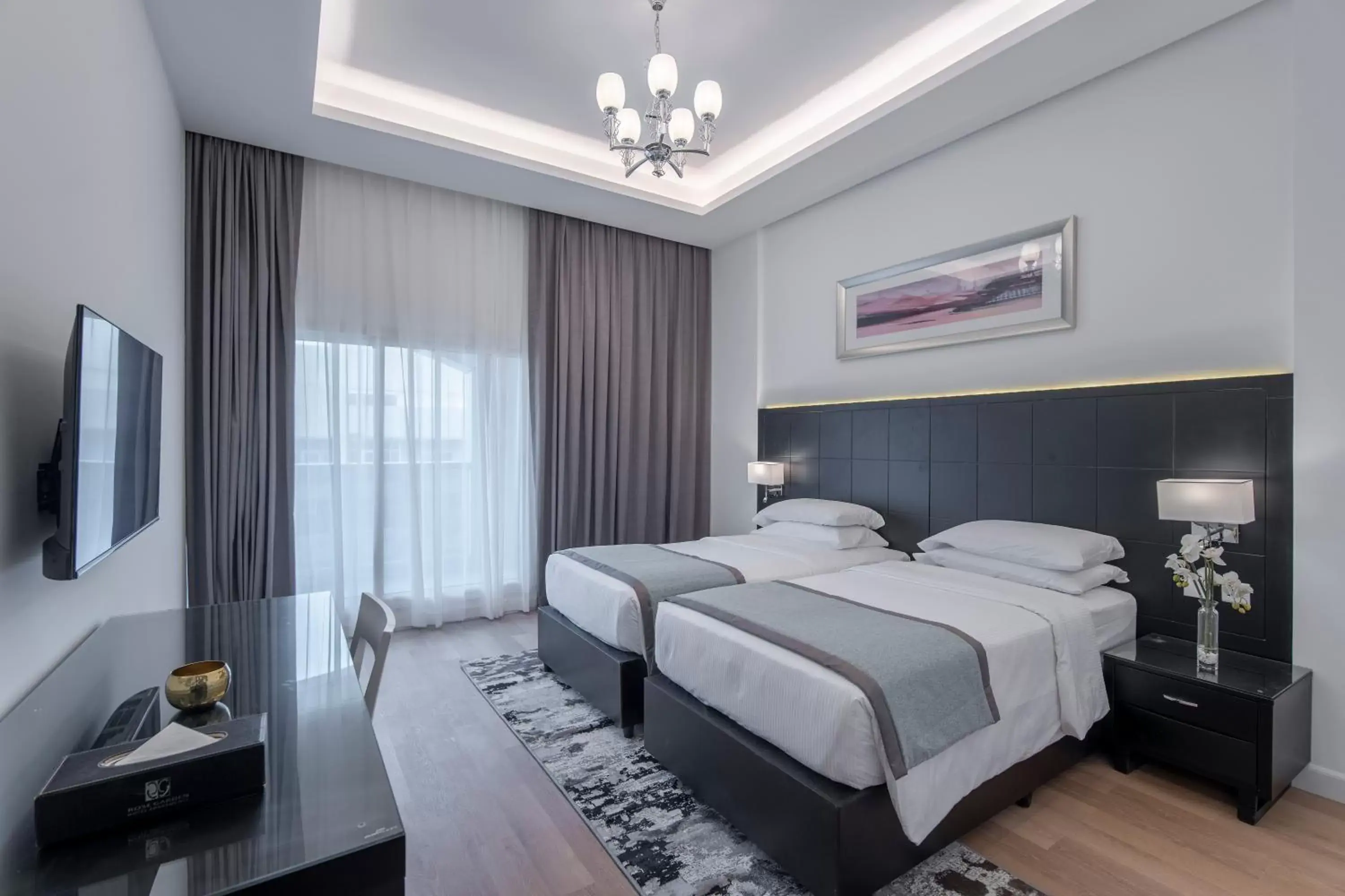 Bedroom, Bed in Rose Garden Hotel Apartments - Al Barsha, Near Metro Station