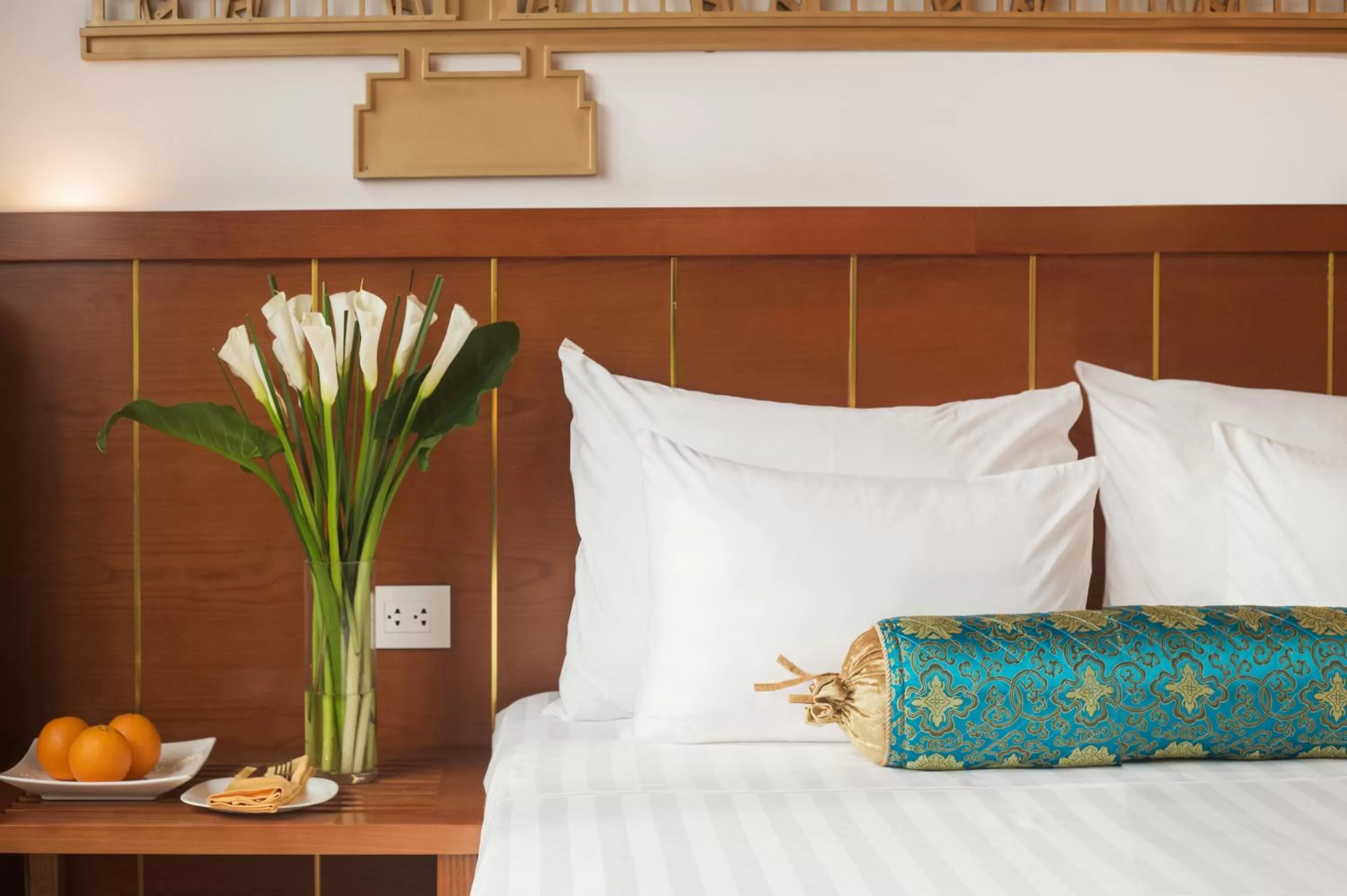 Decorative detail, Bed in Hanoi Golden Holiday Hotel